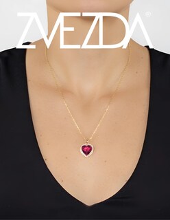 Foto 3 | Collar Zvezda De Chapa De Oro Amarillo De 18k Diseño Corazón Cristal