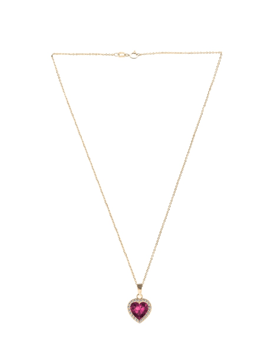 Foto 4 | Collar Zvezda De Chapa De Oro Amarillo De 18k Diseño Corazón Cristal