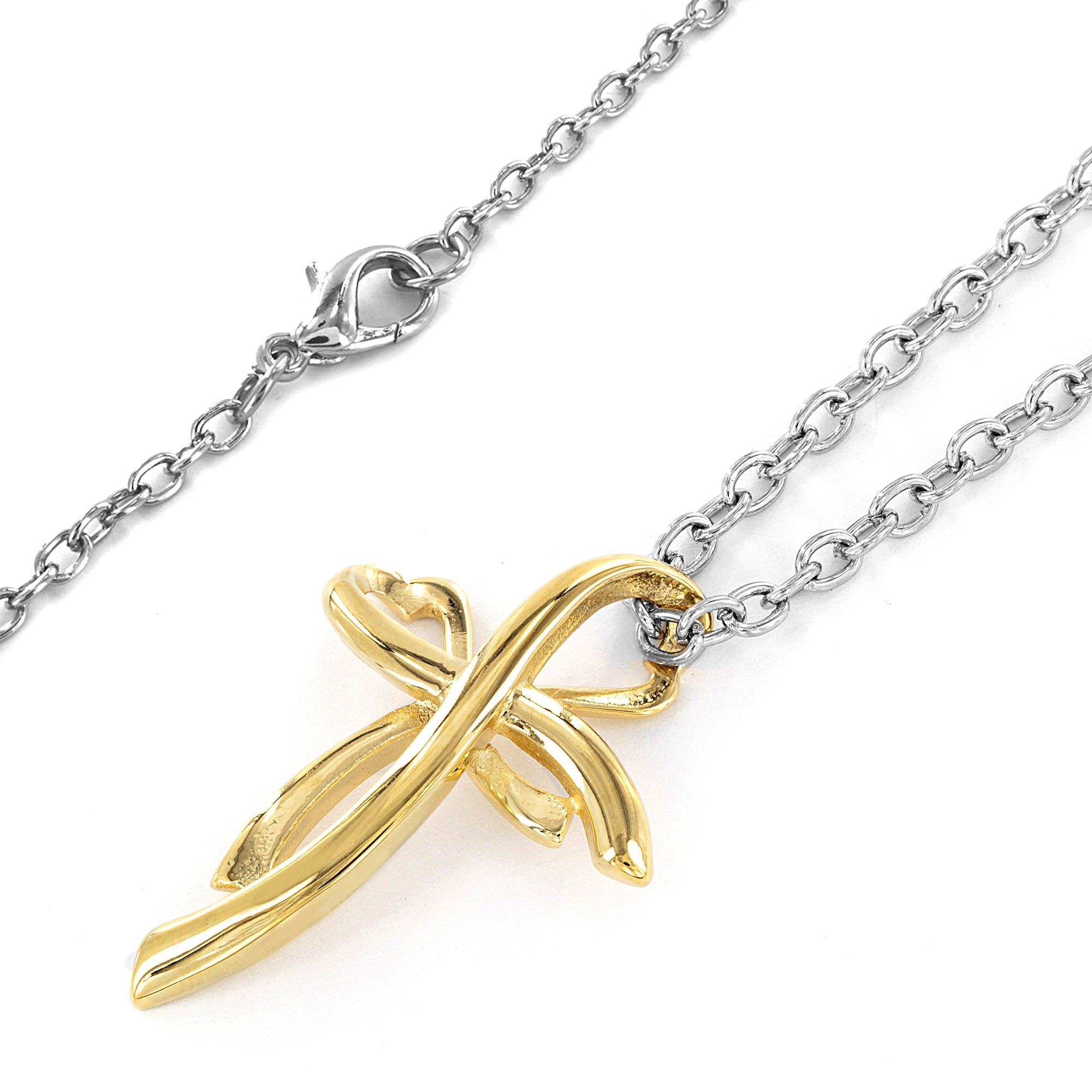 Foto 2 | Collar West Coast Jewelry Elya Love And Faith Cross De Acero Inoxidable Chapado En Oro - Venta Internacional.