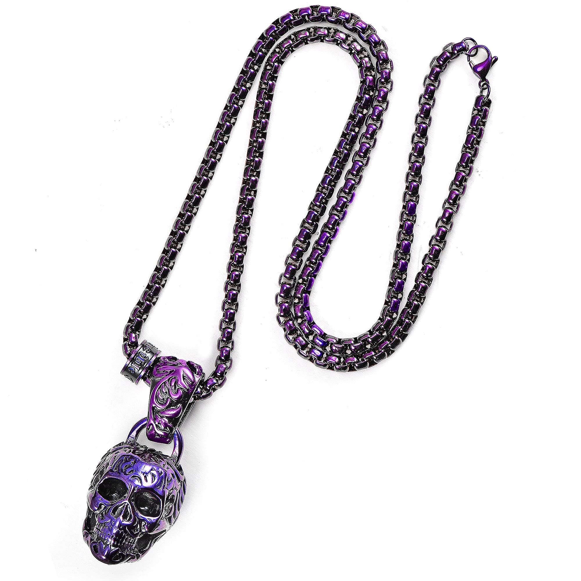 Foto 2 pulgar | Collar Crisol De Acero Chapado En Morado Envejecido Y Pulido - Venta Internacional.