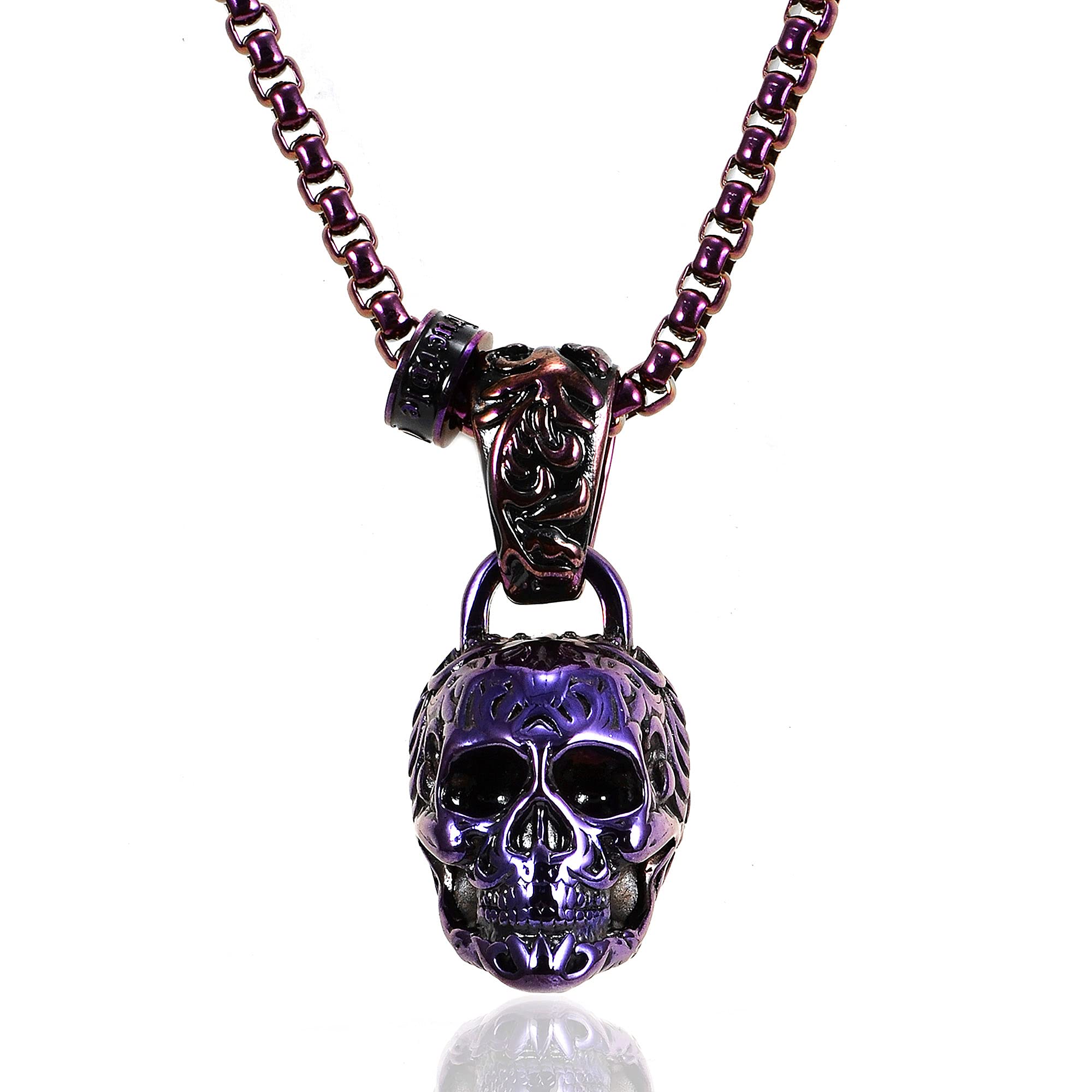 Foto 2 | Collar Crisol De Acero Chapado En Morado Envejecido Y Pulido - Venta Internacional.