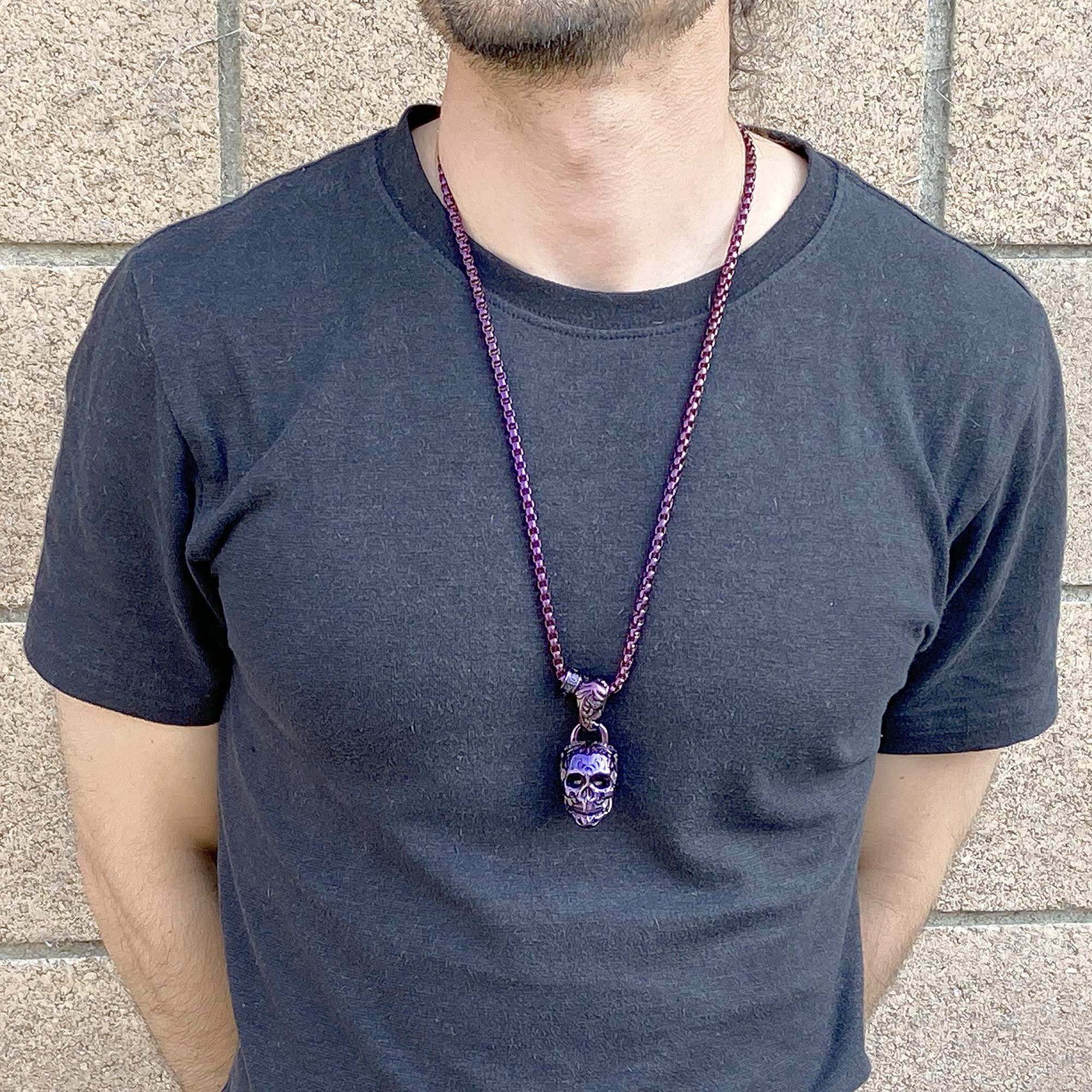 Foto 3 | Collar Crisol De Acero Chapado En Morado Envejecido Y Pulido - Venta Internacional.