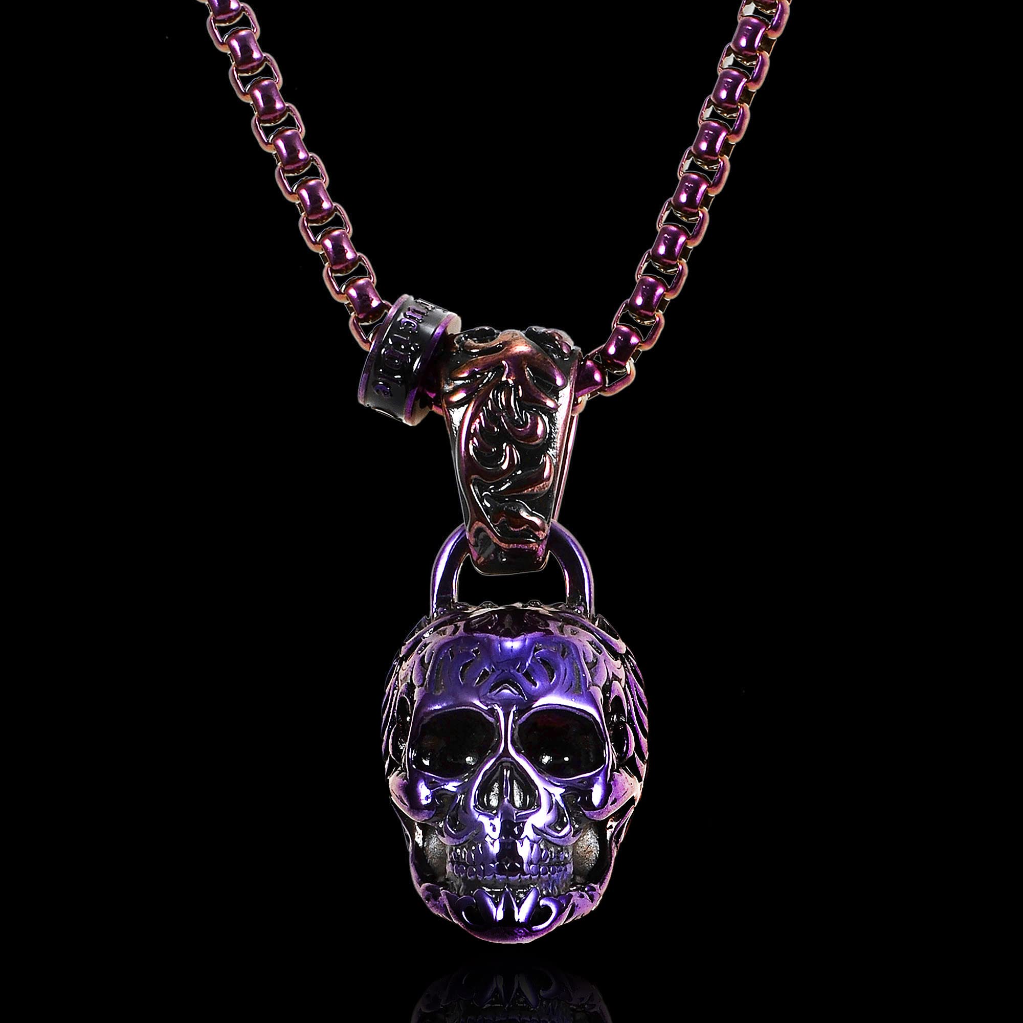 Foto 5 pulgar | Collar Crisol De Acero Chapado En Morado Envejecido Y Pulido - Venta Internacional.