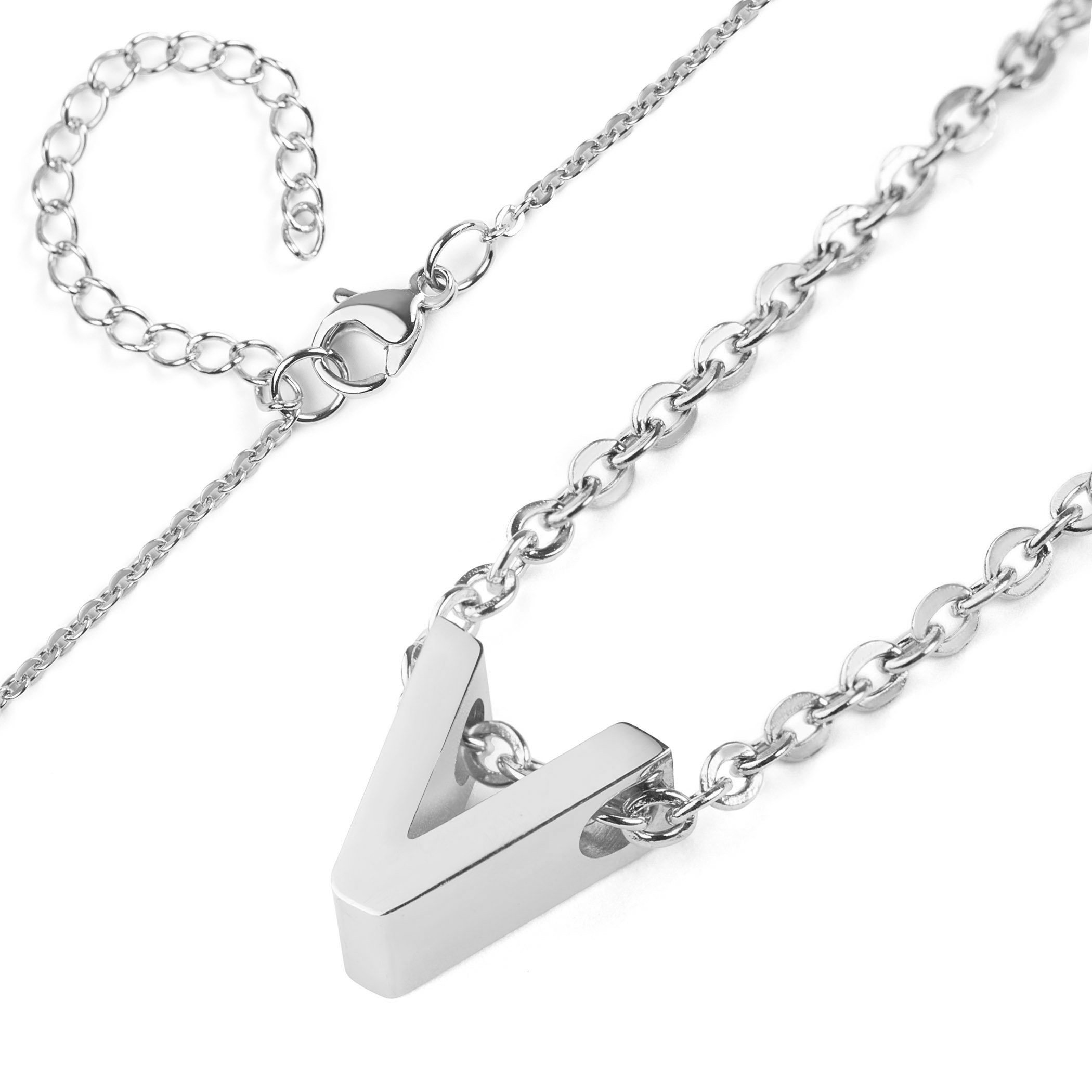 Foto 3 pulgar | Collar West Coast Jewelry Elya De Acero Inoxidable Letra V - Venta Internacional.