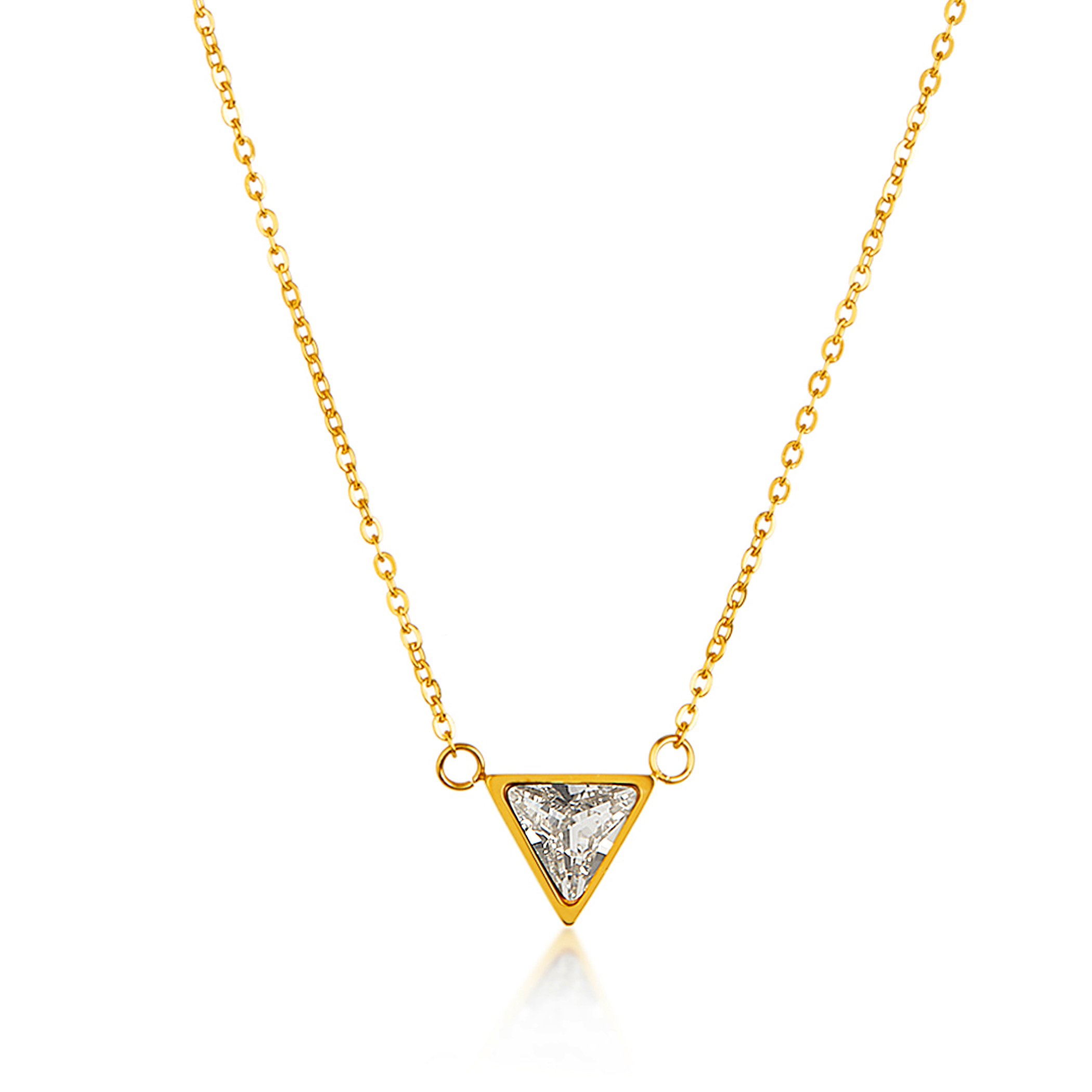 Foto 1 | Collar Elya Con Forma De Triángulo De Circonita Cúbica Pulida Chapado En Oro - Venta Internacional.