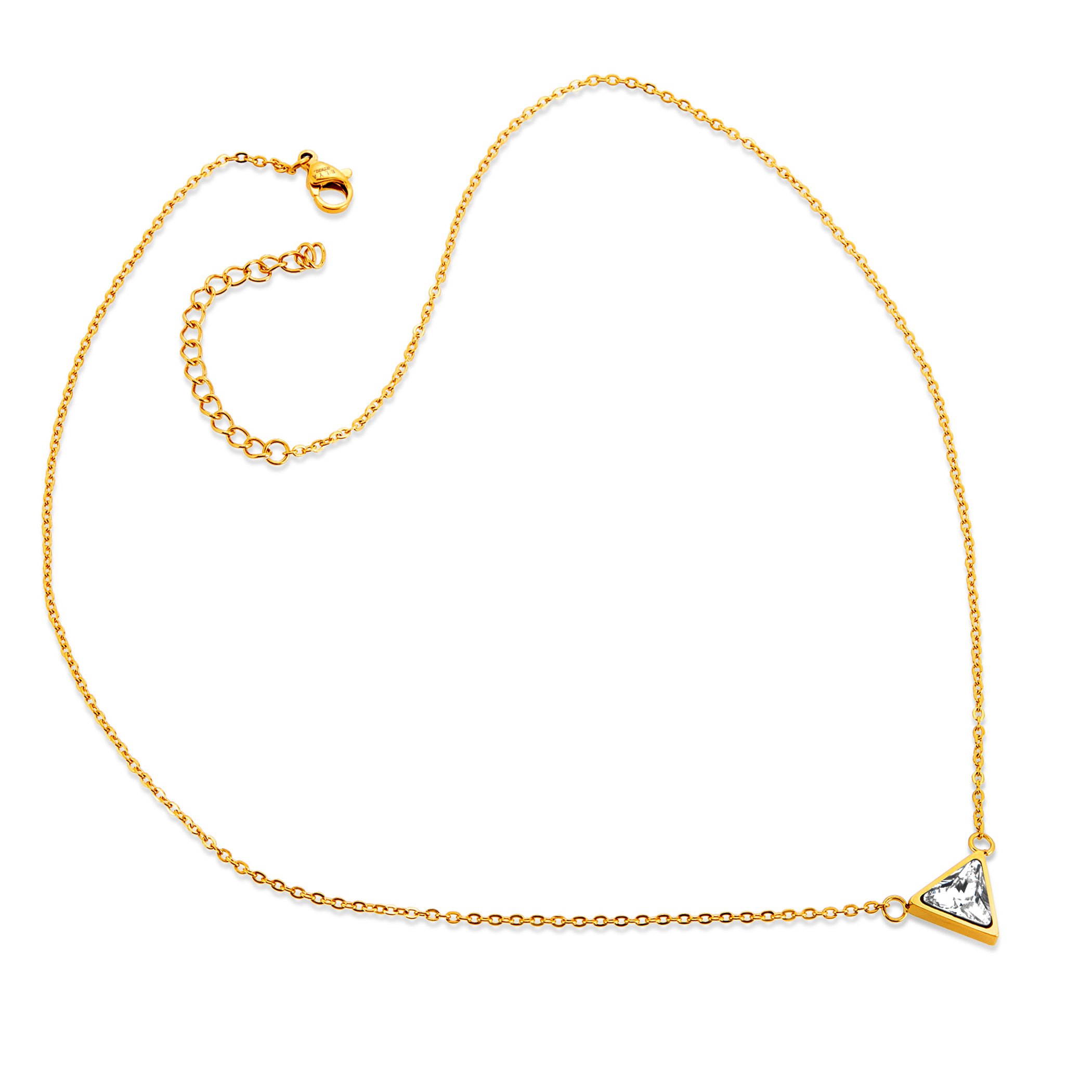 Foto 2 | Collar Elya Con Forma De Triángulo De Circonita Cúbica Pulida Chapado En Oro - Venta Internacional.