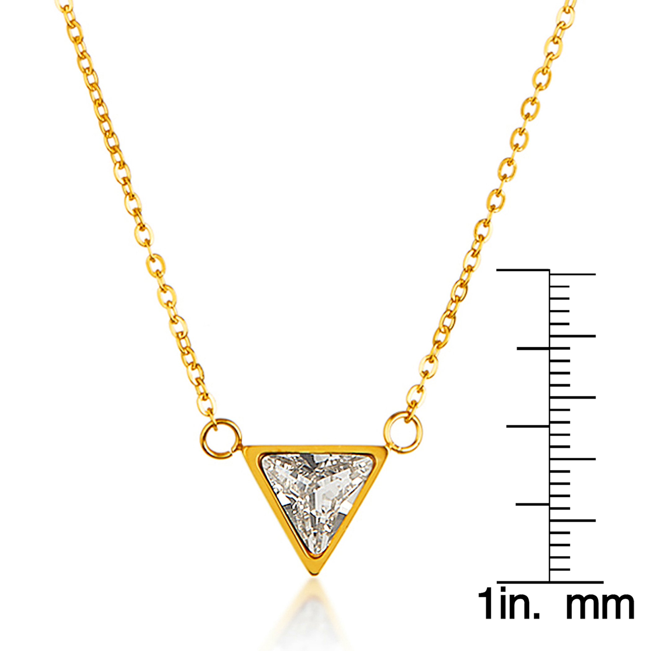 Foto 4 pulgar | Collar Elya Con Forma De Triángulo De Circonita Cúbica Pulida Chapado En Oro - Venta Internacional.