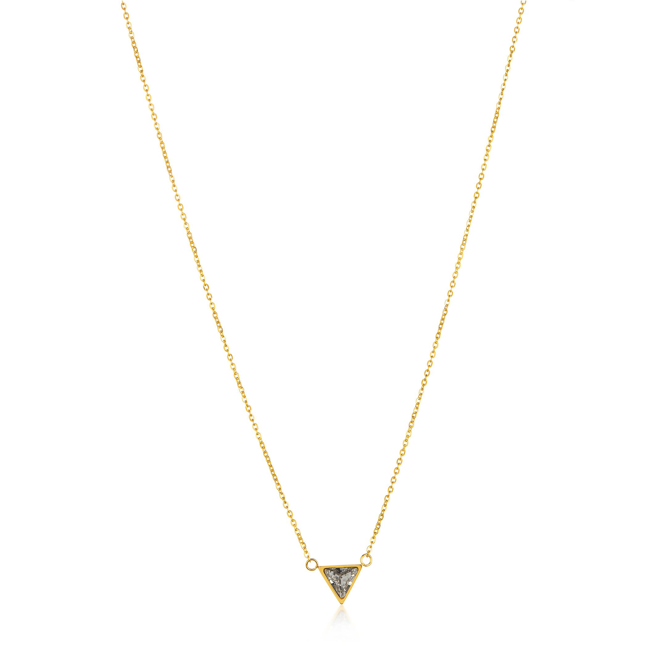 Foto 5 pulgar | Collar Elya Con Forma De Triángulo De Circonita Cúbica Pulida Chapado En Oro - Venta Internacional.