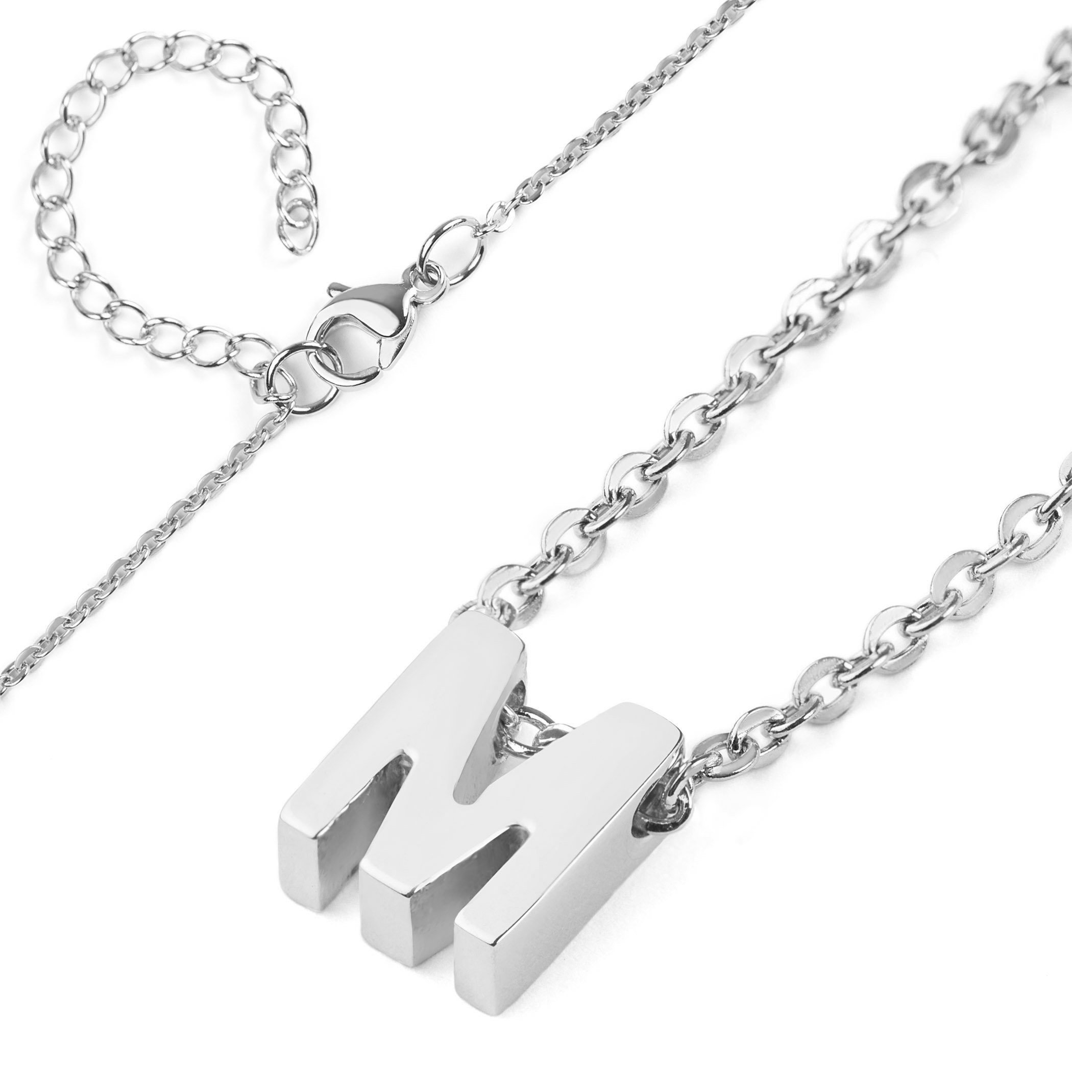 Foto 3 pulgar | Collar West Coast Jewelry Elya De Acero Inoxidable Letra M - Venta Internacional.