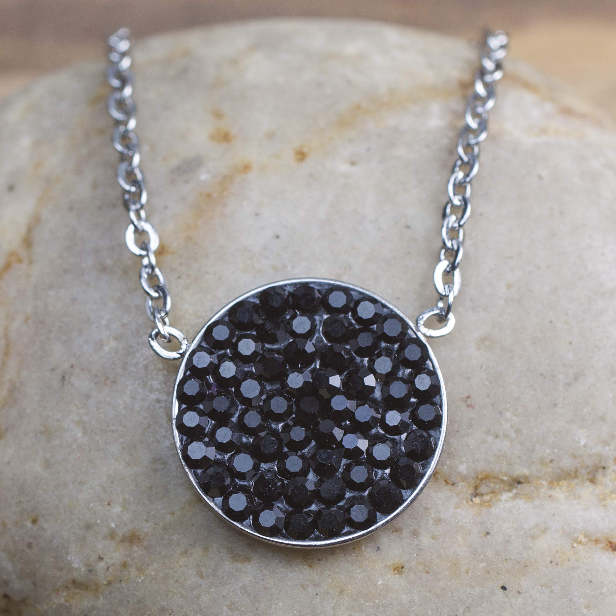 Foto 4 pulgar | Collar West Coast Jewelry Elya De Acero Inoxidable Con Cristal Negro - Venta Internacional.