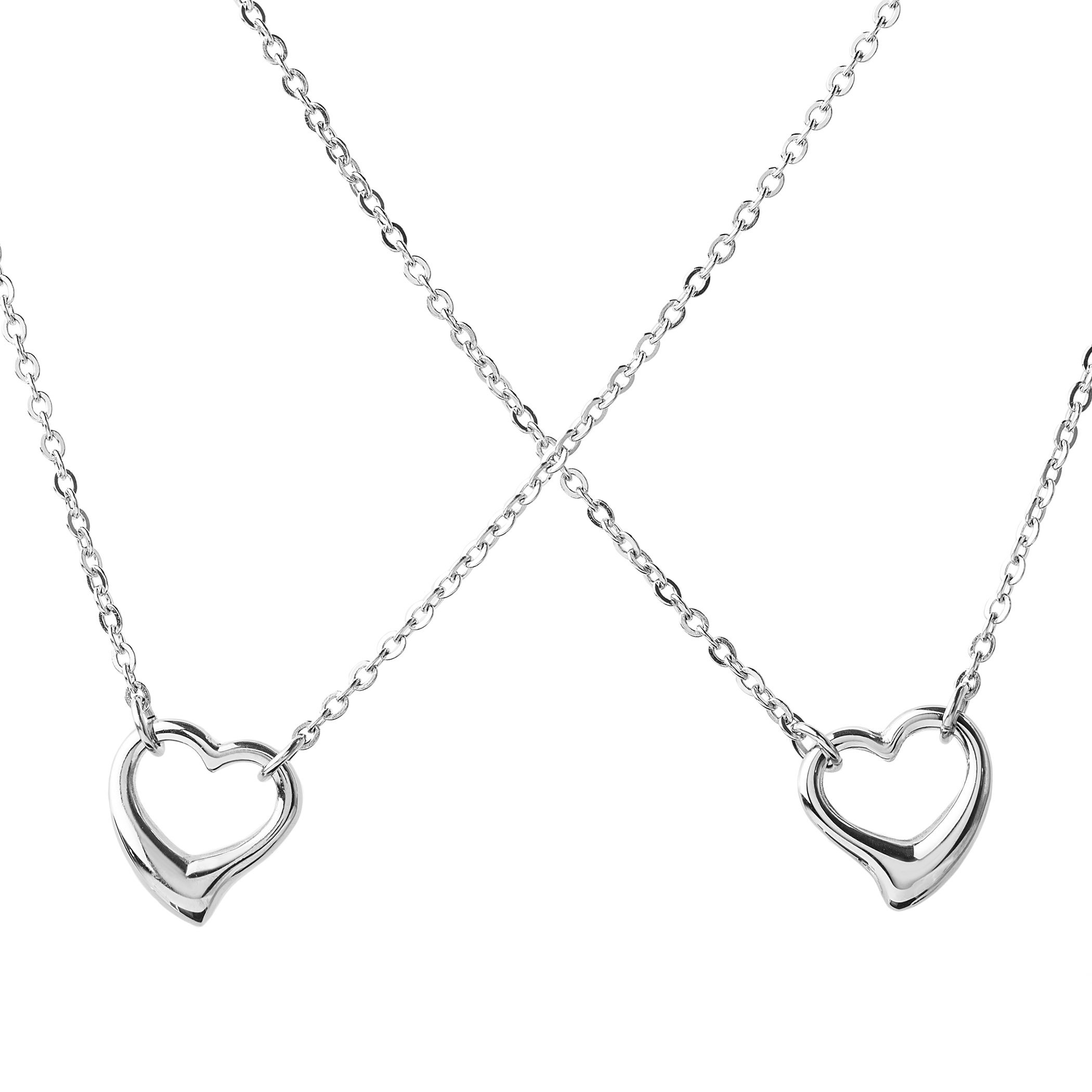 Foto 2 pulgar | Collar De Acero Inoxidable Con Doble Corazón Elya De West Coast Jewelry - Venta Internacional.