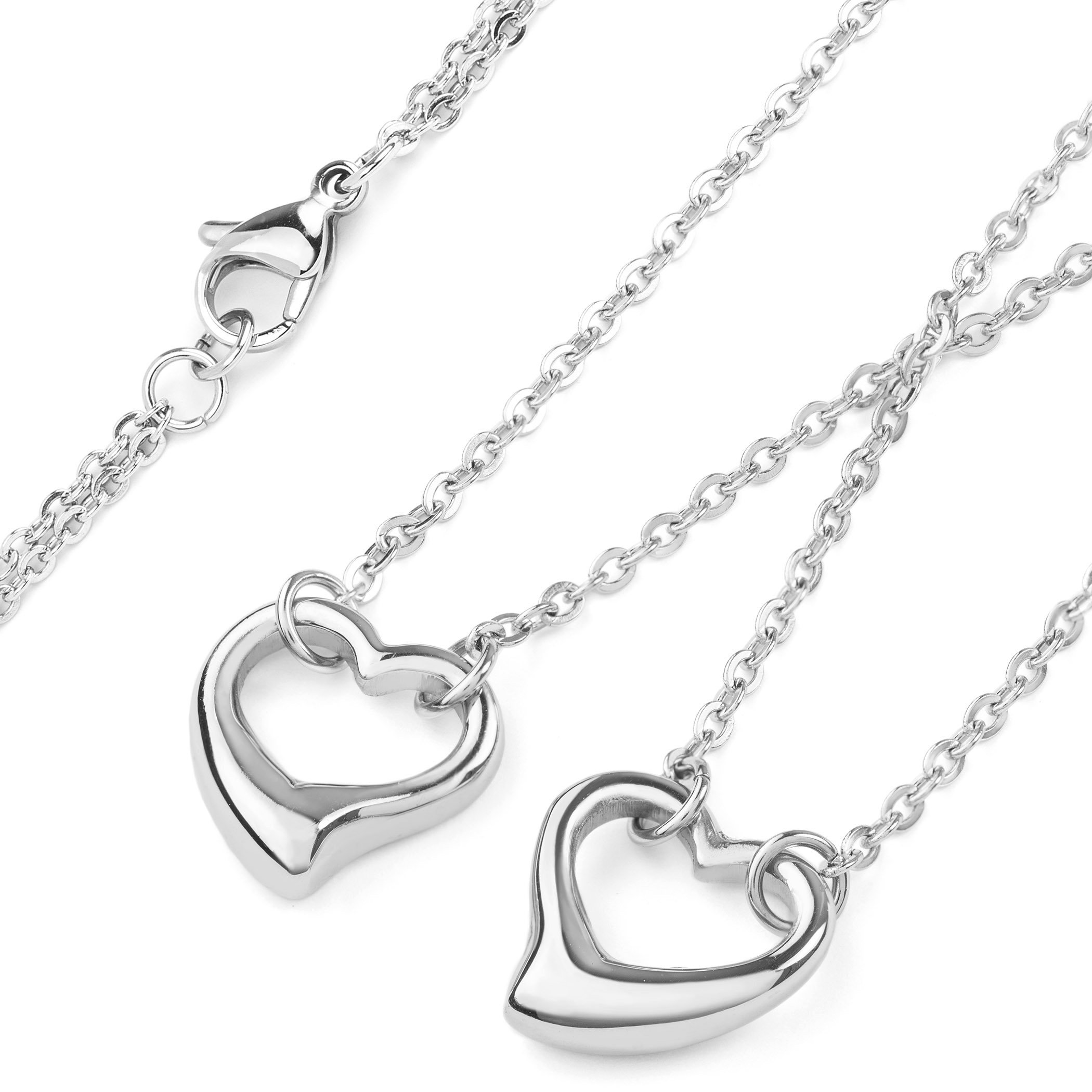 Foto 3 pulgar | Collar De Acero Inoxidable Con Doble Corazón Elya De West Coast Jewelry - Venta Internacional.
