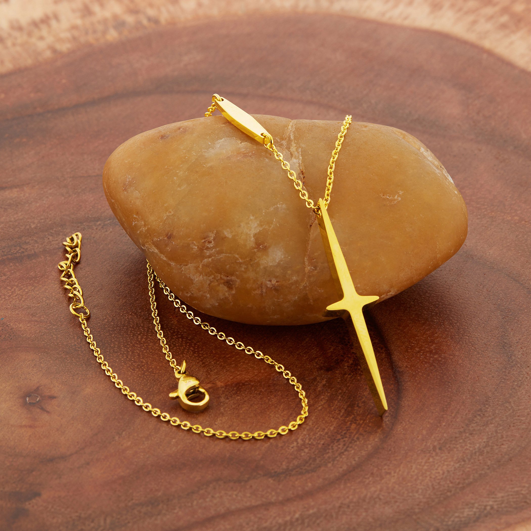 Foto 5 pulgar | Collar West Coast Jewelry Elya De Acero Inoxidable Chapado En Oro - Venta Internacional.
