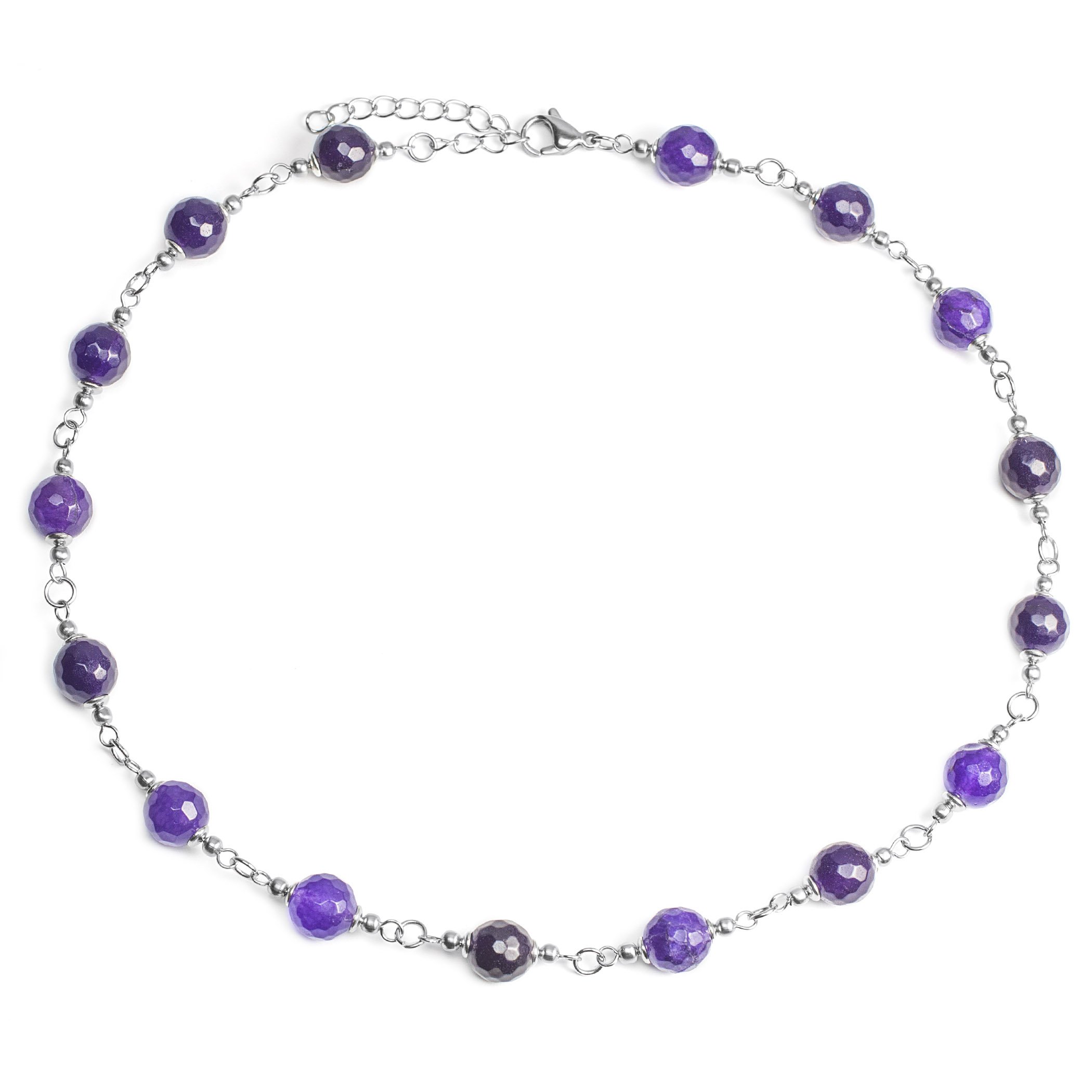 Foto 3 pulgar | Collar West Coast Jewelry Elya De Acero Inoxidable Con Ágata Morada - Venta Internacional.