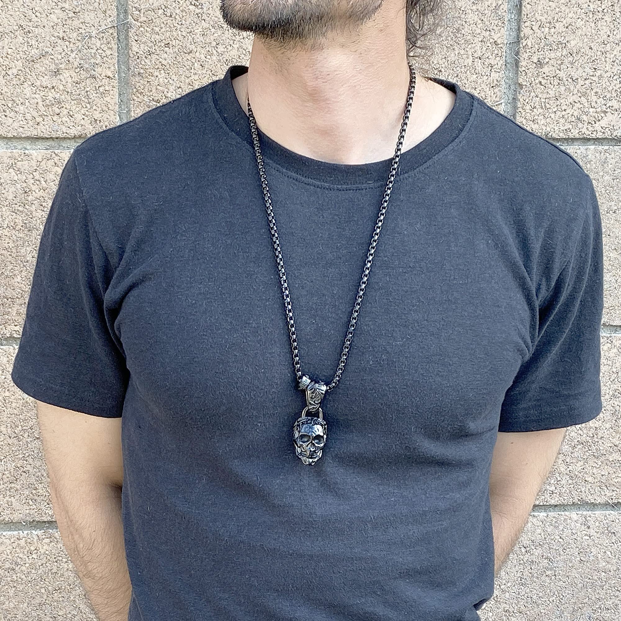 Foto 3 | Collar Crisol De Acero Chapado En Negro Envejecido Y Pulido - Venta Internacional.