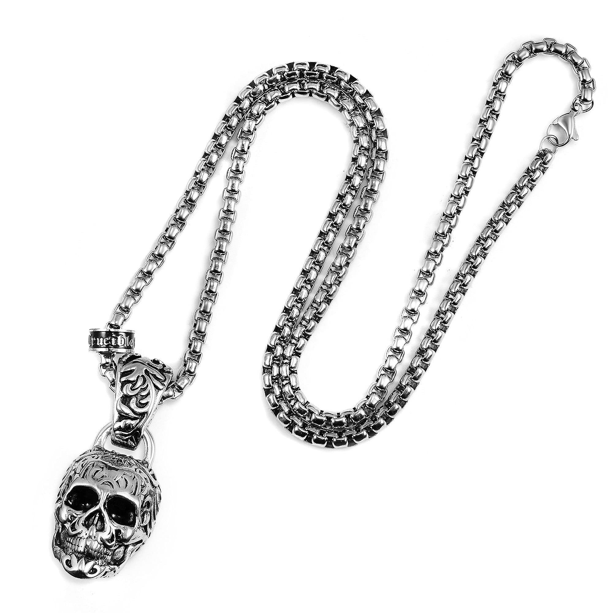 Foto 1 | Collar Crucible Con Calavera De Acero Inoxidable Envejecido Y Pulido - Venta Internacional.