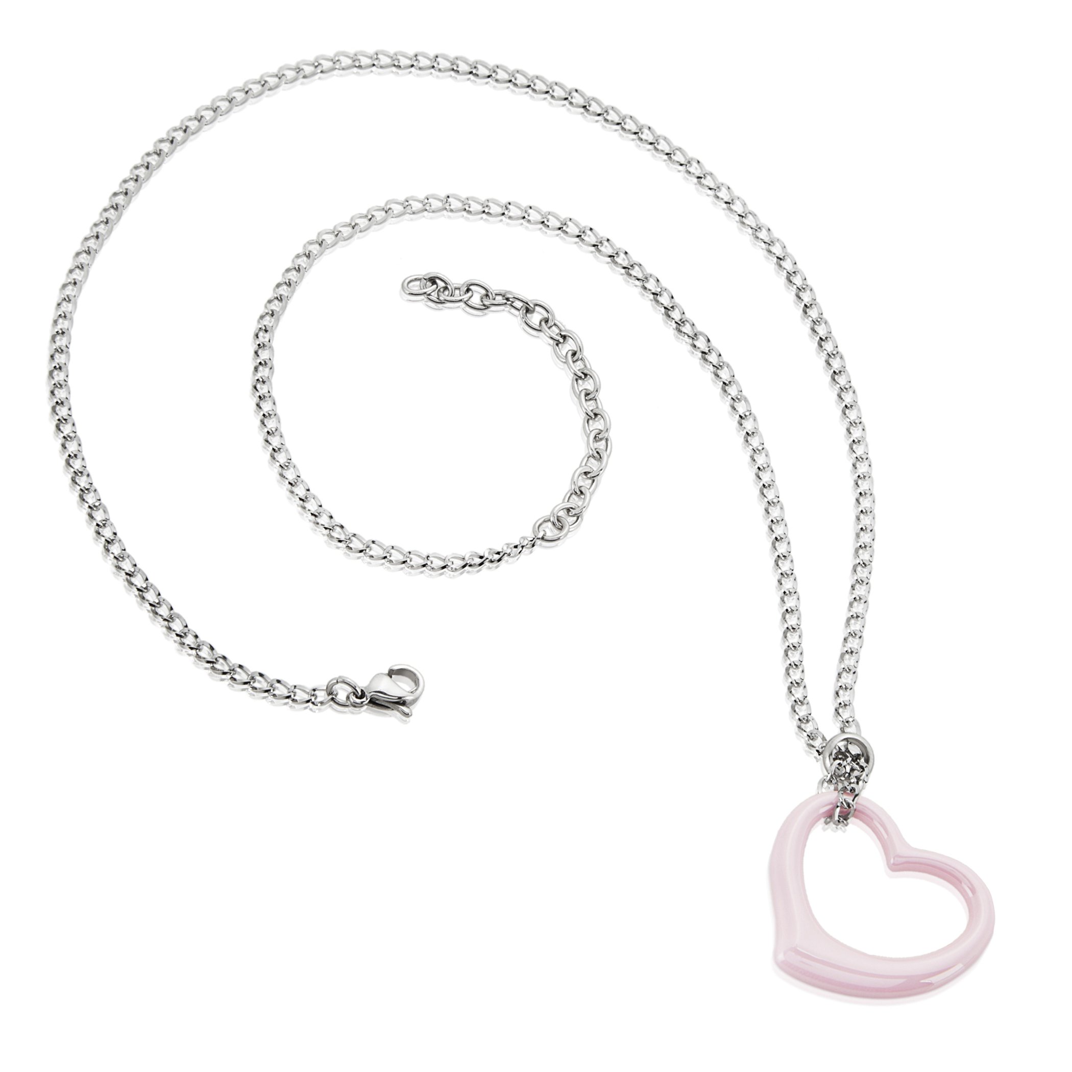 Foto 3 pulgar | Collar West Coast Jewelry Elya De Cerámica Rosa Con Corazón De Acero - Venta Internacional.