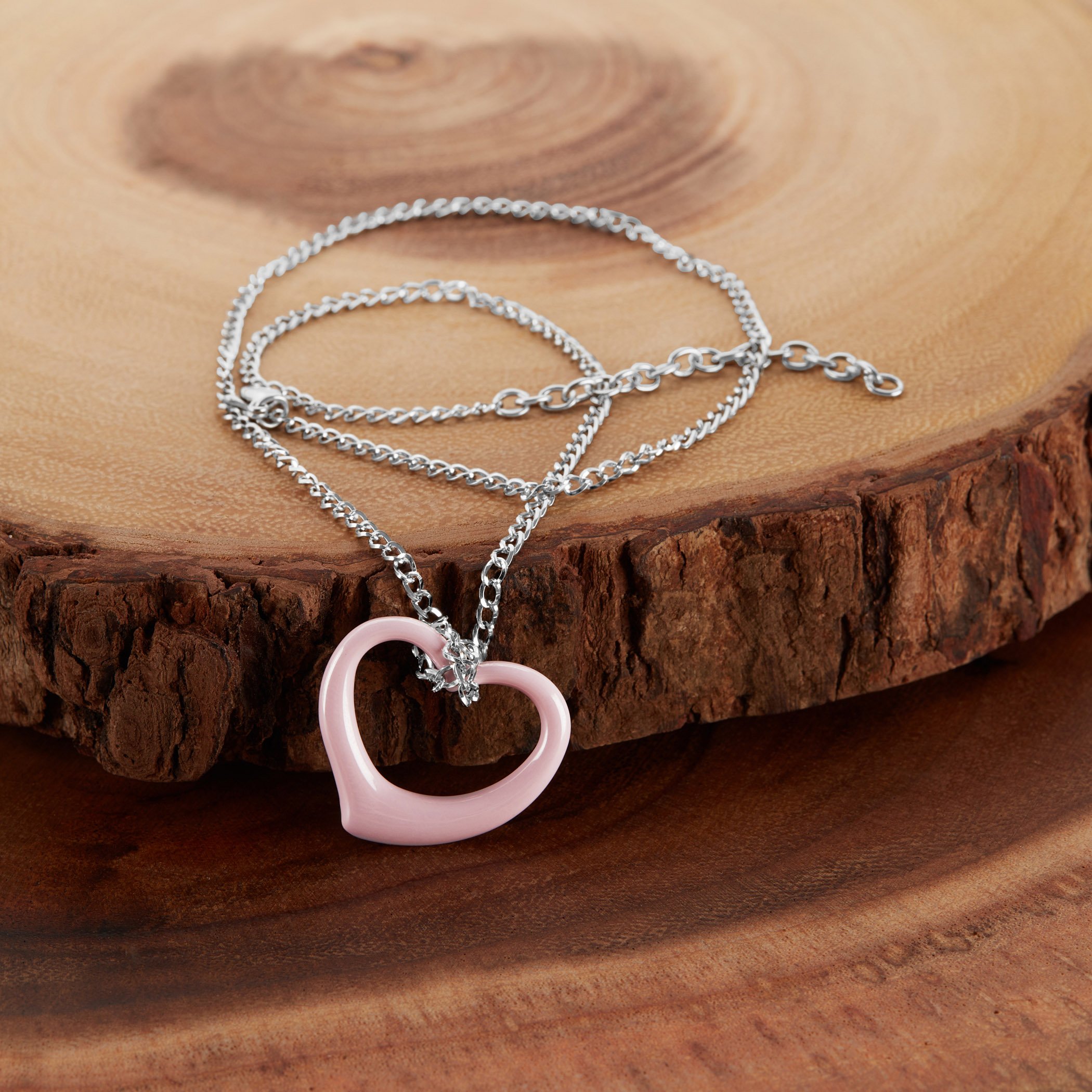Foto 5 pulgar | Collar West Coast Jewelry Elya De Cerámica Rosa Con Corazón De Acero - Venta Internacional.