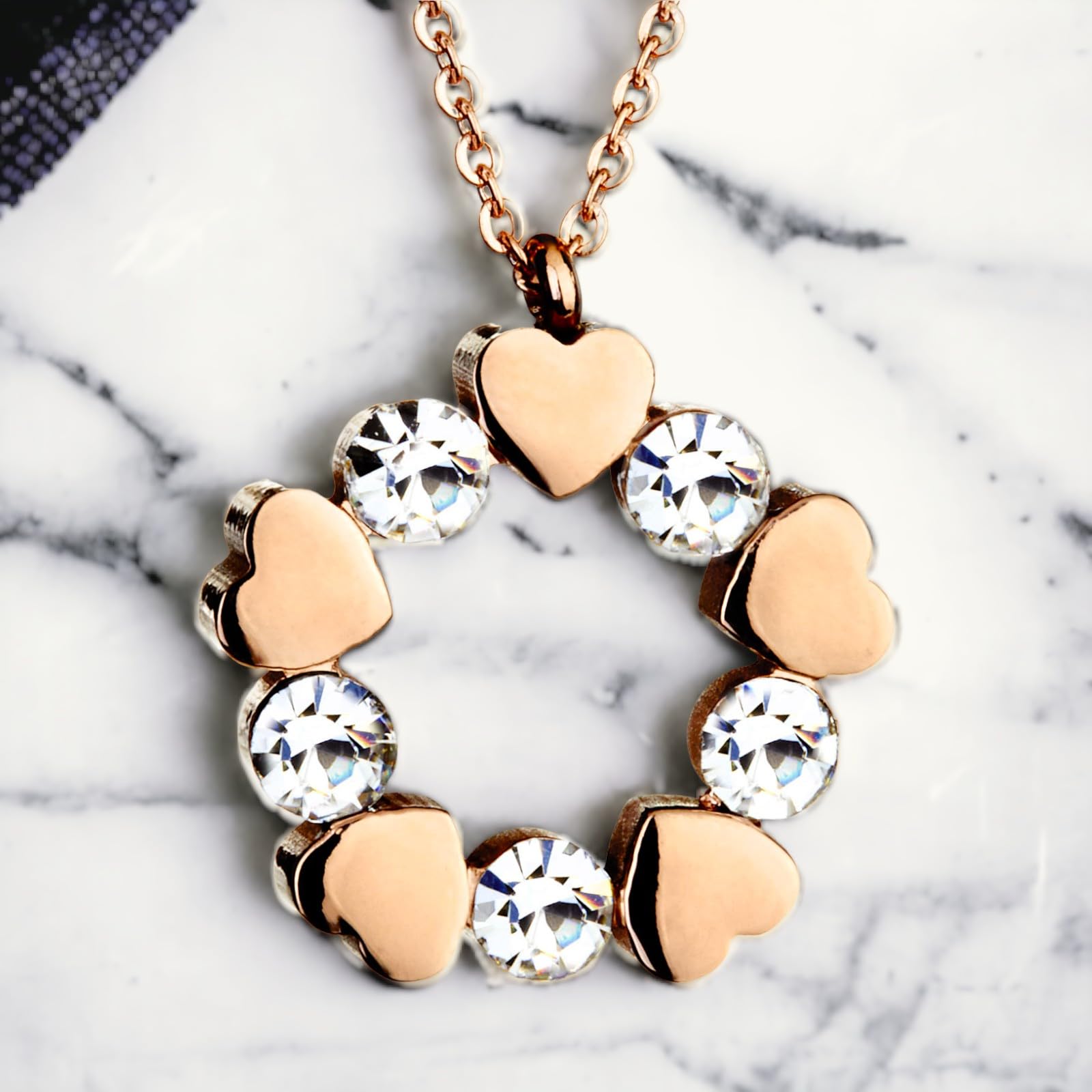 Foto 2 | Collar West Coast Jewelry En Forma De Corazón Y Circonitas Cúbicas En Oro Rosa - Venta Internacional.
