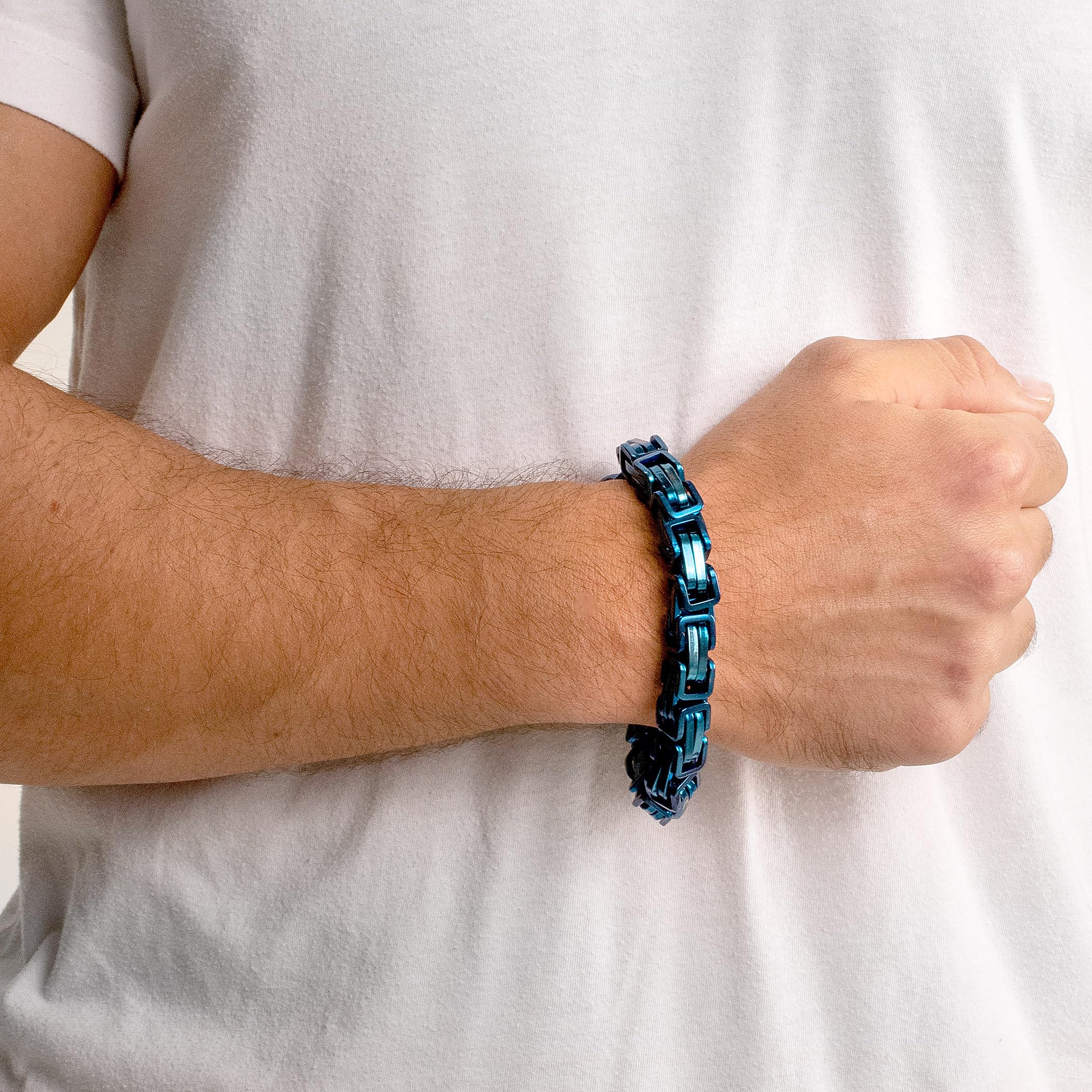 Foto 5 pulgar | Pulsera West Coast Jewelry Crucible Con Cadena Bizantina De Acero - Venta Internacional.