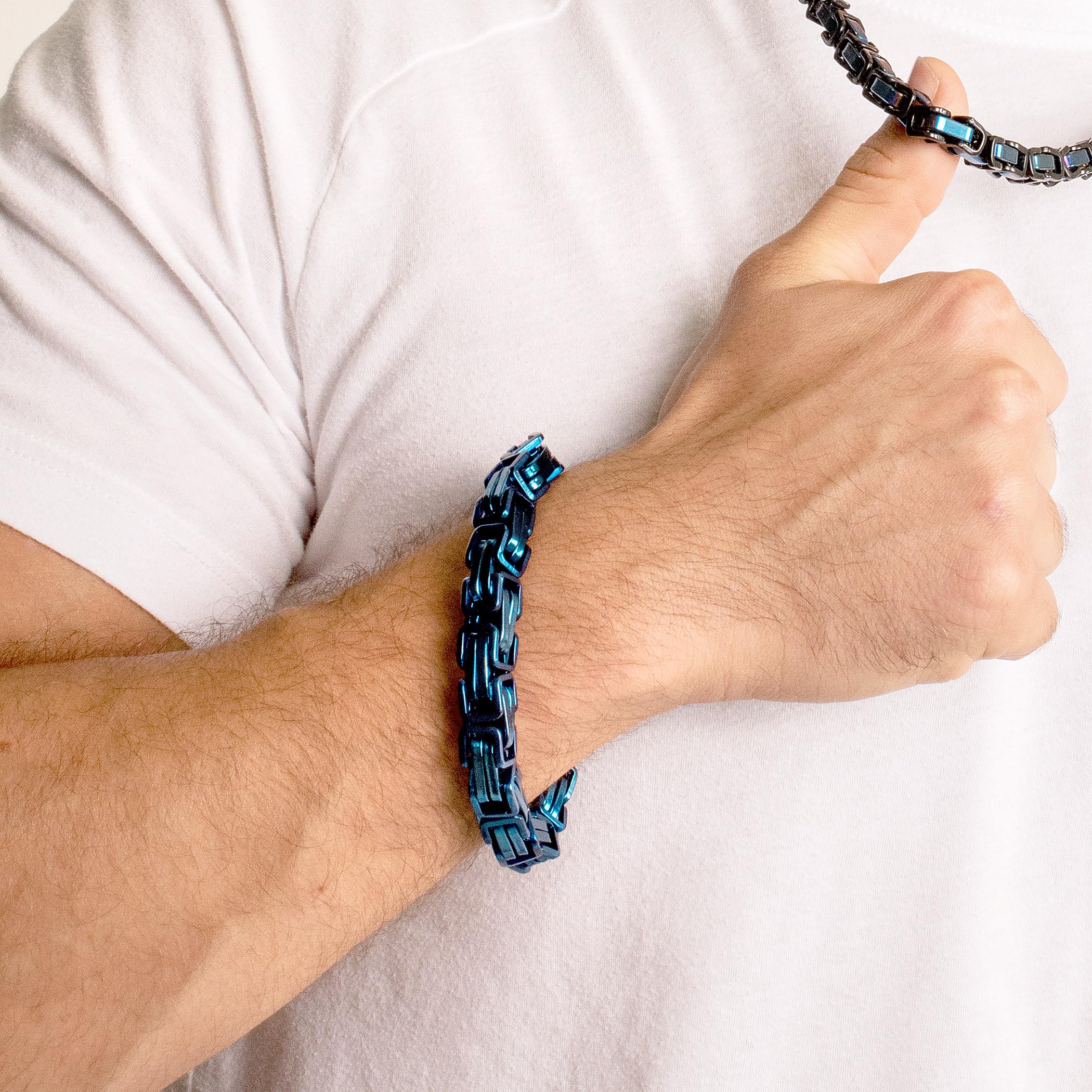 Foto 6 pulgar | Pulsera West Coast Jewelry Crucible Con Cadena Bizantina De Acero - Venta Internacional.