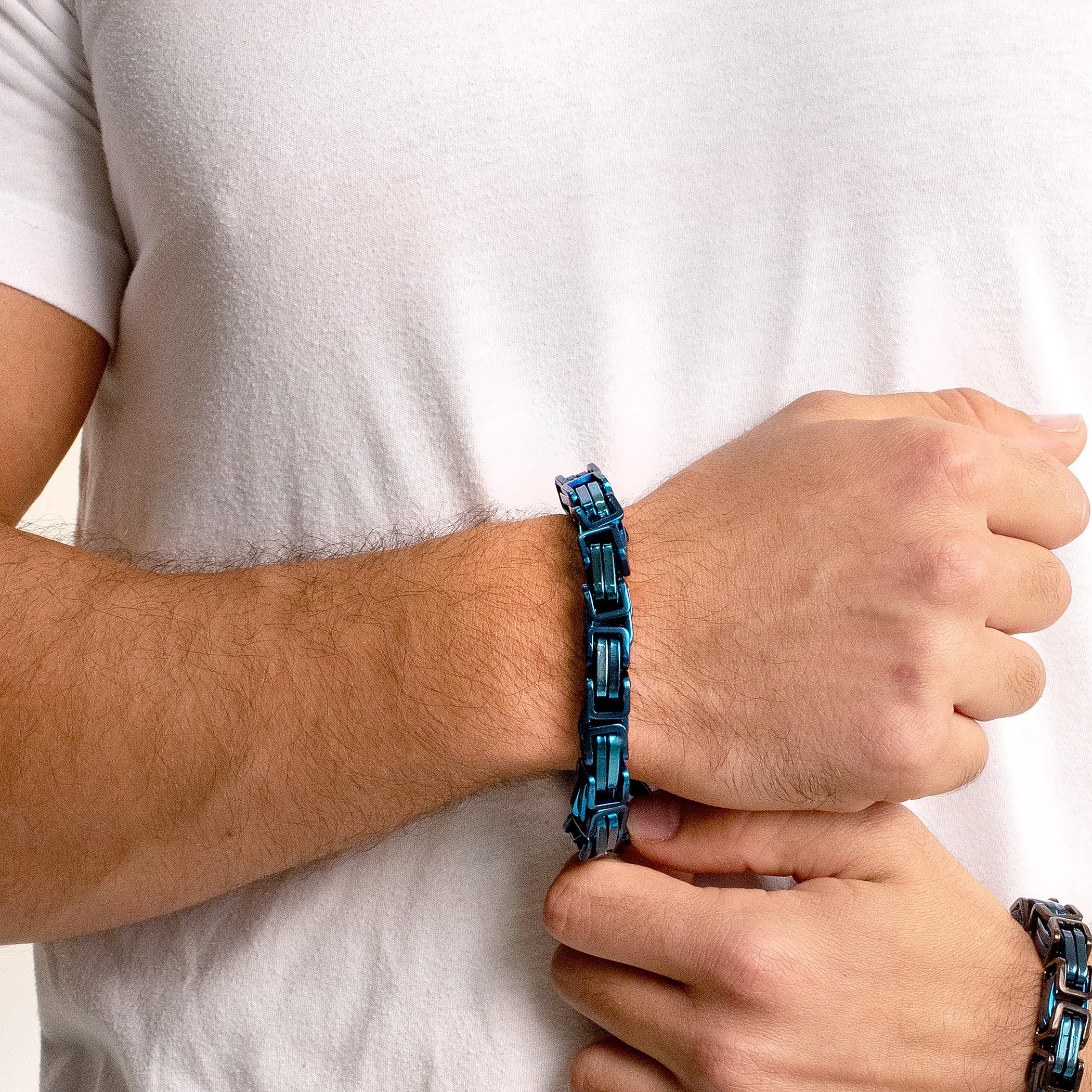 Foto 6 | Pulsera West Coast Jewelry Crucible Con Cadena Bizantina De Acero - Venta Internacional.