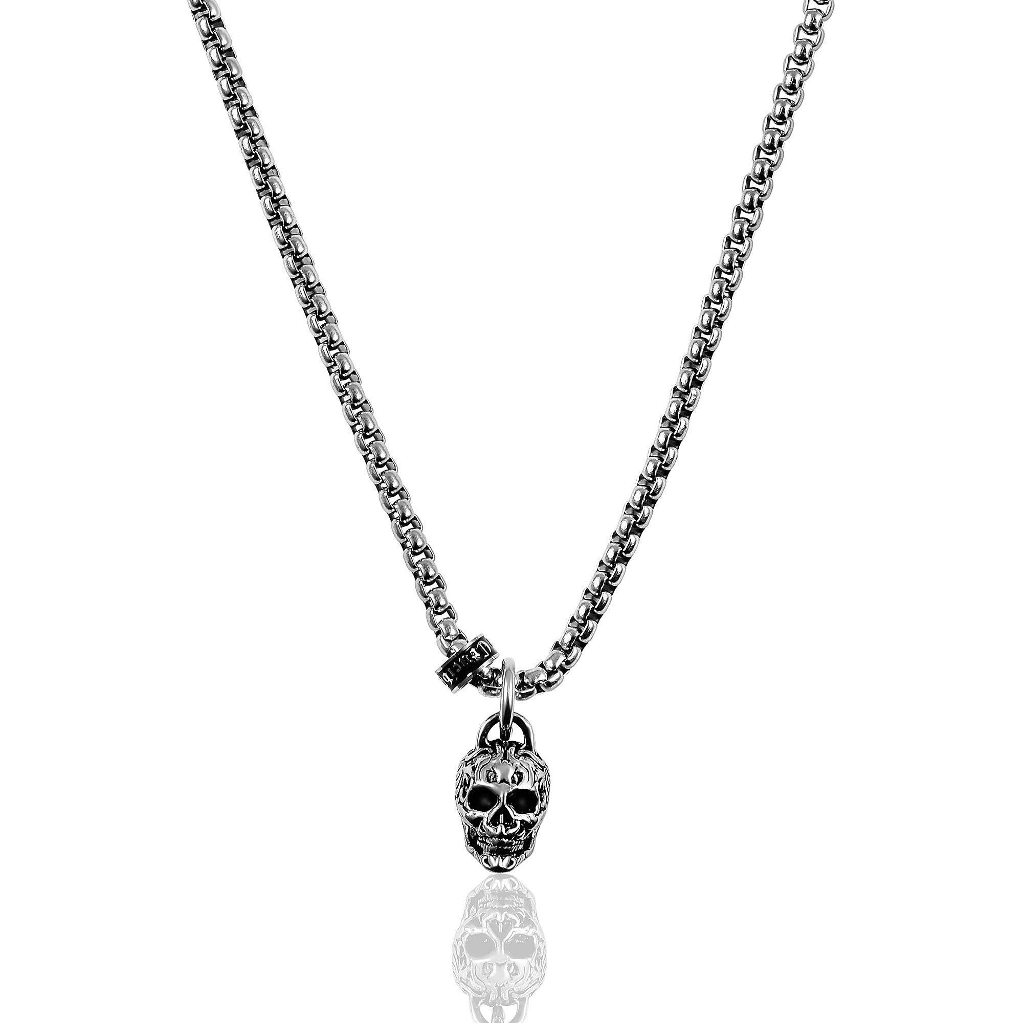 Foto 2 | Collar Crucible Con Calavera De Acero Inoxidable Envejecido Y Pulido - Venta Internacional.