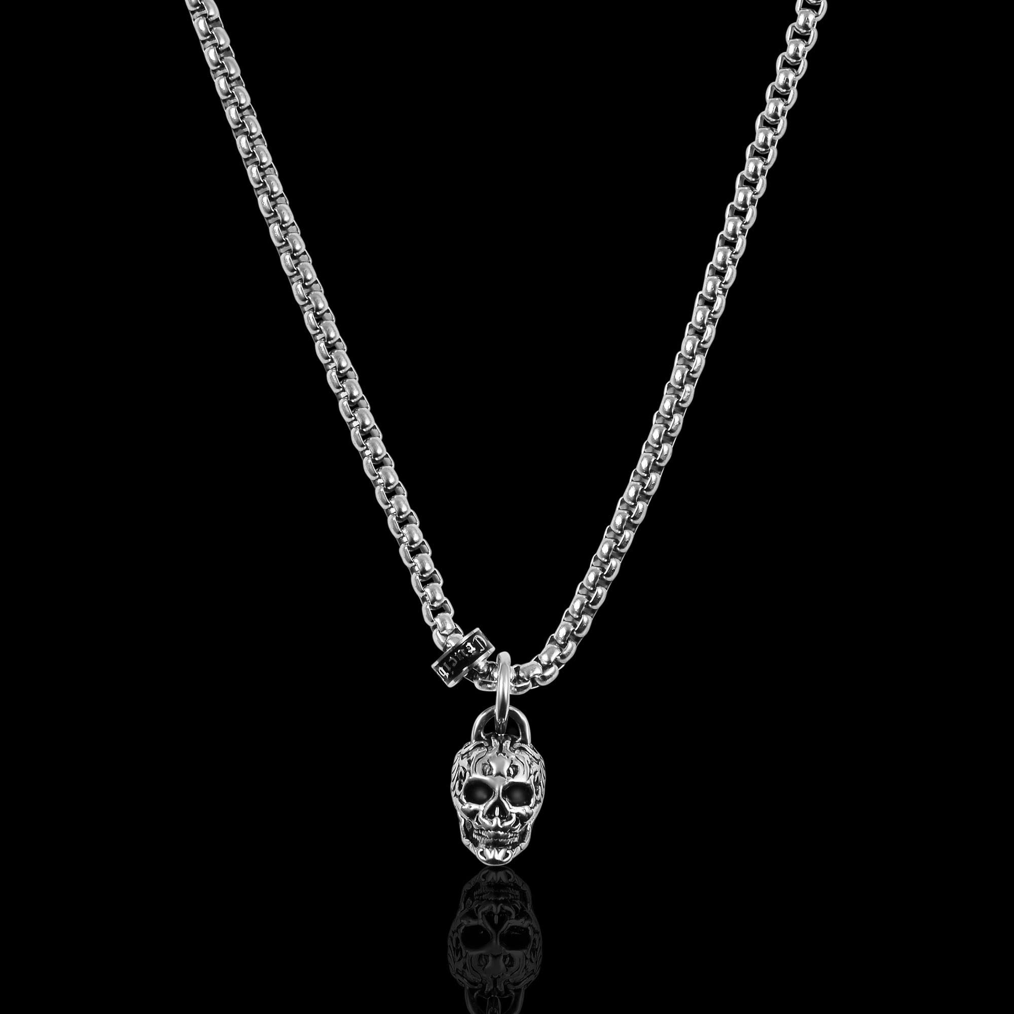 Foto 5 pulgar | Collar Crucible Con Calavera De Acero Inoxidable Envejecido Y Pulido - Venta Internacional.