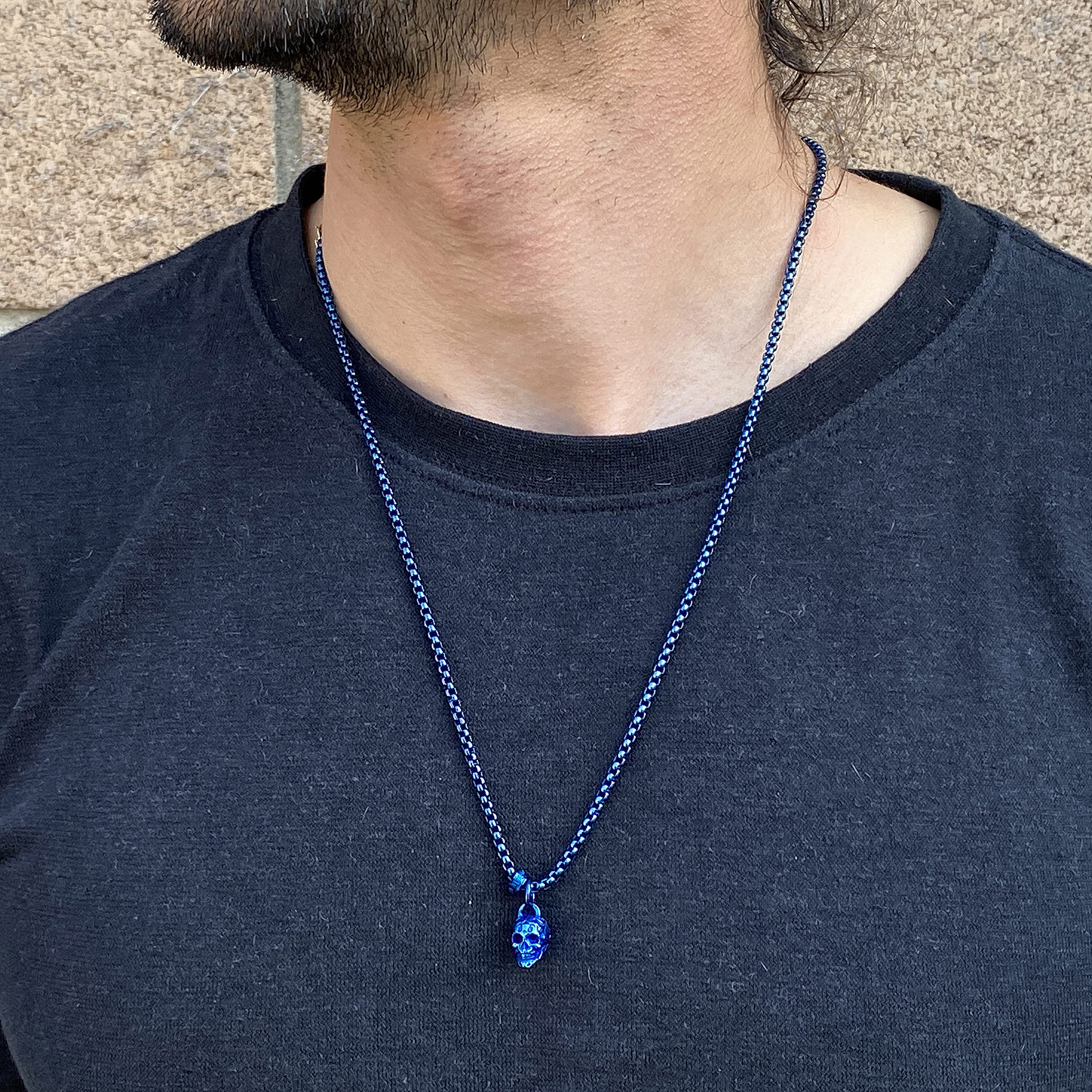 Foto 4 pulgar | Collar Crisol De Acero Chapado En Azul Envejecido Y Pulido - Venta Internacional.