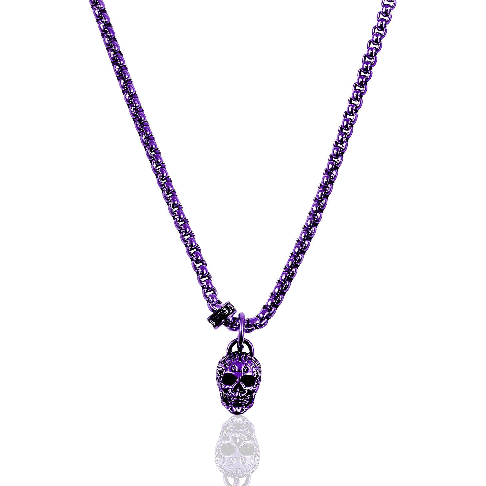 Foto 3 pulgar | Collar Crisol De Acero Chapado En Morado Envejecido Y Pulido - Venta Internacional.