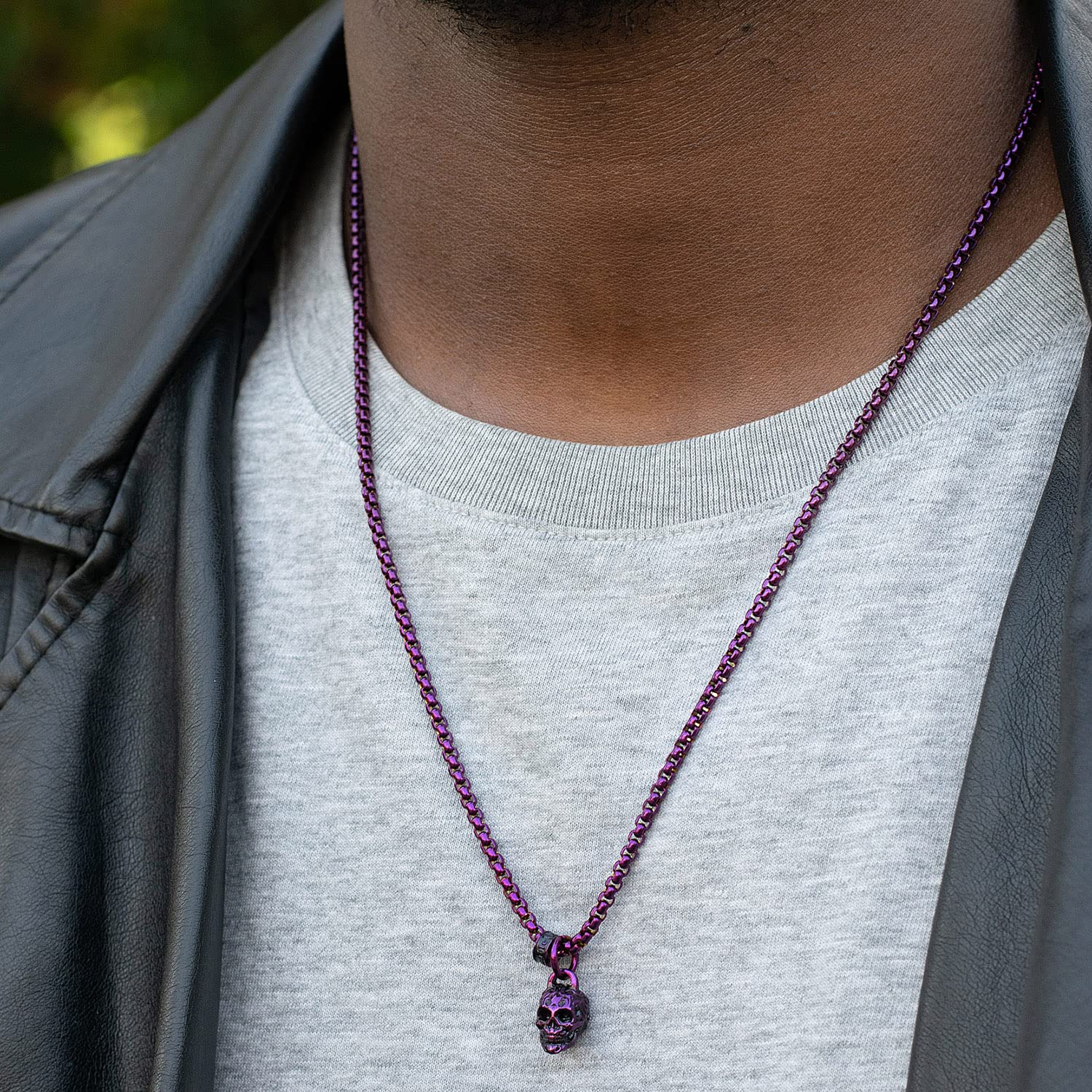 Foto 4 pulgar | Collar Crisol De Acero Chapado En Morado Envejecido Y Pulido - Venta Internacional.