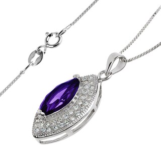 Foto 2 | Collar De Plata De Ley Con Circonitas Cúbicas, Amatista Marquesa, Joyería De La Costa Oeste - Venta Internacional.