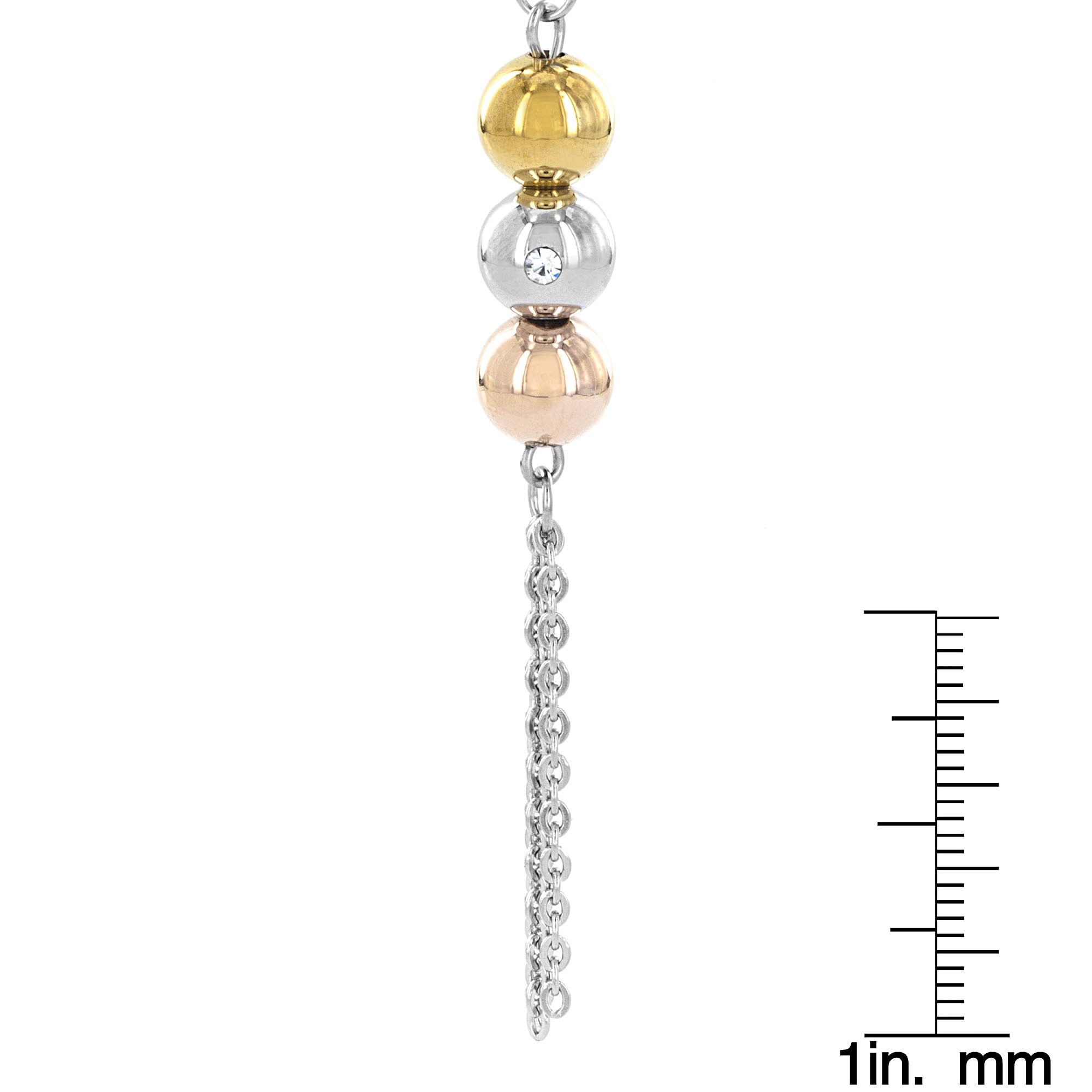 Foto 4 pulgar | Collar Elya Con Esfera De Acero Inoxidable Con Borla De Circonita Cúbica - Venta Internacional.
