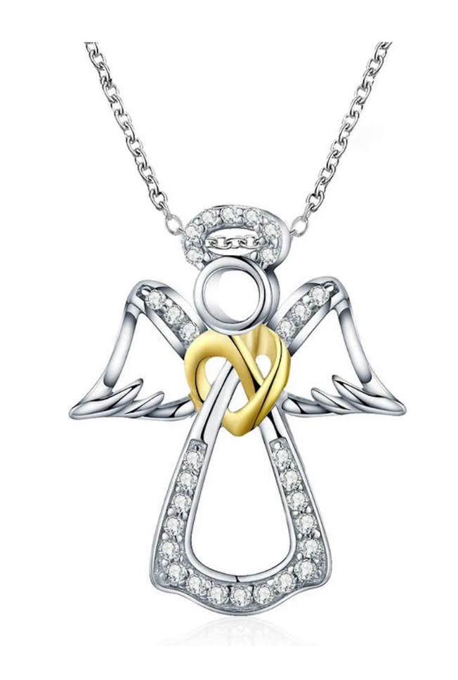 Foto 2 pulgar | Collar Dije Angel De Guarda Alas Angelito Protección Amor Mujer Chapado En Plata 925