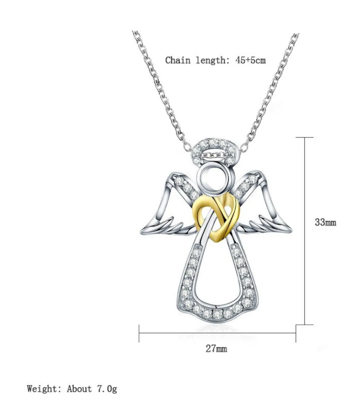 Foto 4 pulgar | Collar Dije Angel De Guarda Alas Angelito Protección Amor Mujer Chapado En Plata 925