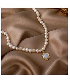 Foto 2 | Collar De Perlas Naturales Cultivadas Para Mujer Elegante Gargantilla Dama Regalo Aniversario Cumpleaños Con D
