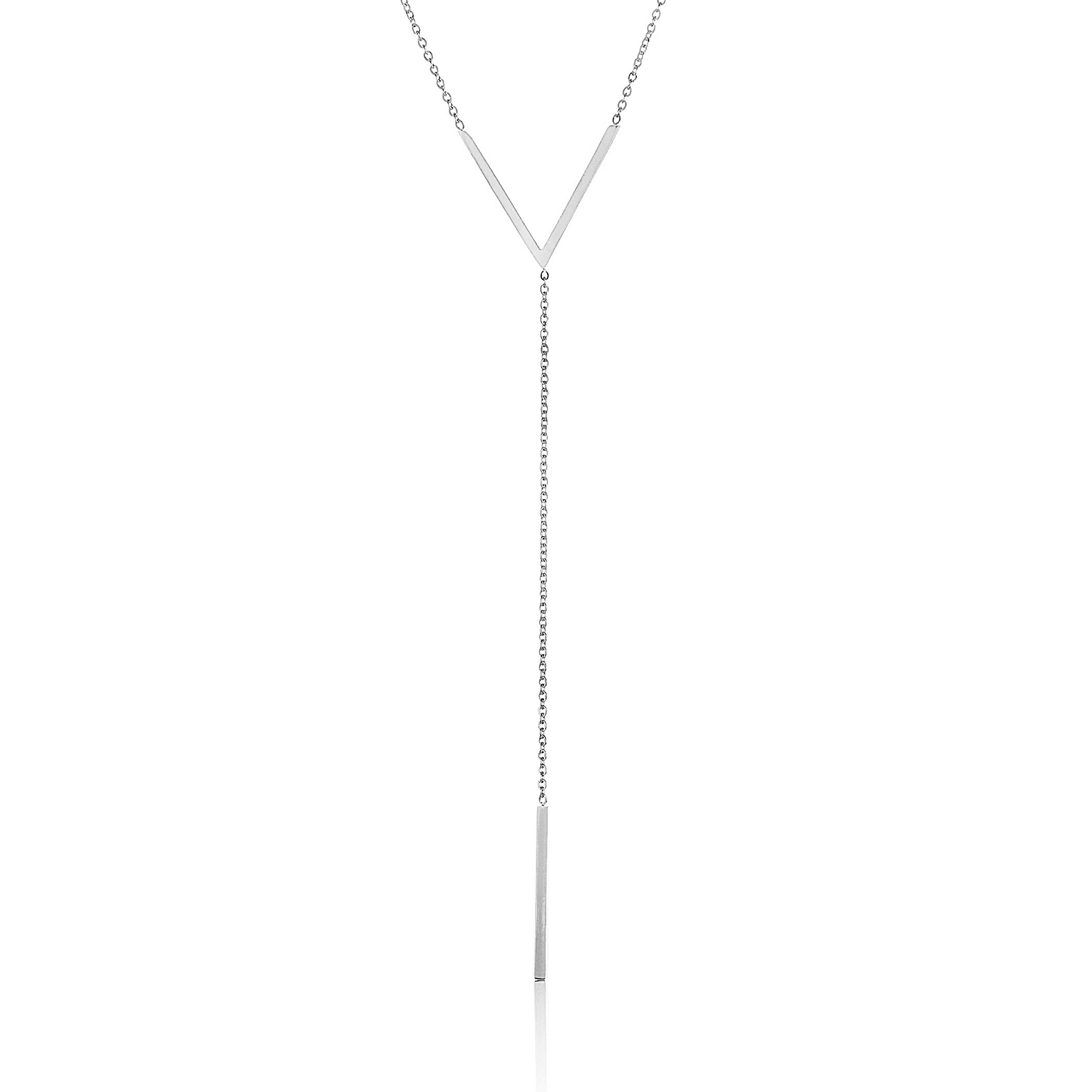 Foto 1 | Collar De Acero Pulido Con Forma De Cheurón Elya De West Coast Jewelry - Venta Internacional.