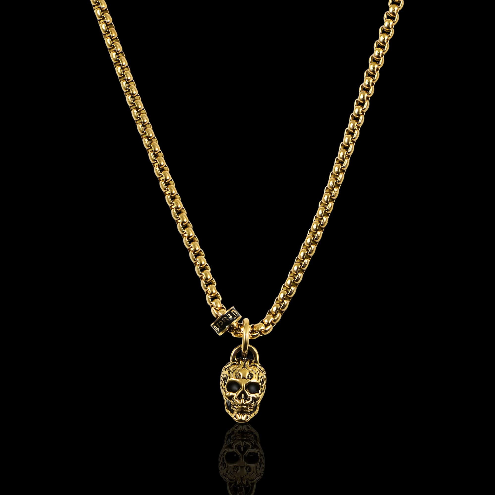 Foto 5 pulgar | Collar Crisol De Acero Chapado En Oro Envejecido Y Pulido - Venta Internacional.