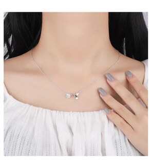 Foto 3 | Collar De Colibrí Para Mujer Dije Chapado En Plata Ley 925 Verde Turquesa