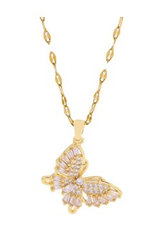 Foto 1 | Collar Mariposa Mujer Chapada En Oro 18k Y Zirconias Elegante Cadena