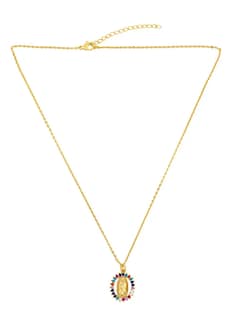 Foto 4 | Medalla Collar Virgen De Guadalupe Chapada En Oro De 18k Cadena Dorada Dije Acero Inoxidable Con Zirconias Con Baño D