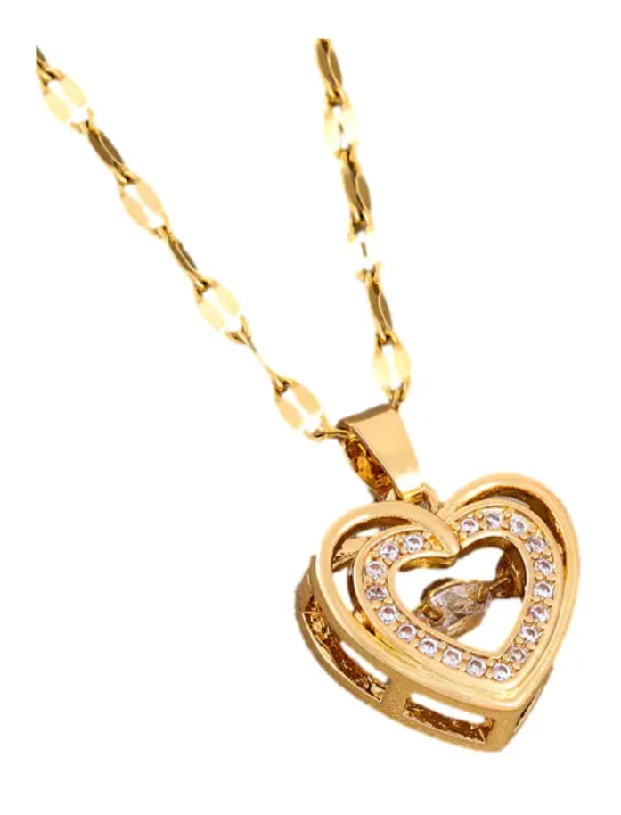 Foto 2 pulgar | Collar Mujer De Corazón Con Baño De Oro 18k Elegante Dije Colgante Chapado En Oro