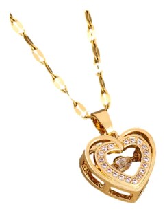 Foto 1 | Collar Mujer De Corazón Con Baño De Oro 18k Elegante Dije Colgante Chapado En Oro