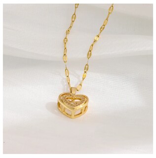 Foto 4 | Collar Mujer De Corazón Con Baño De Oro 18k Elegante Dije Colgante Chapado En Oro