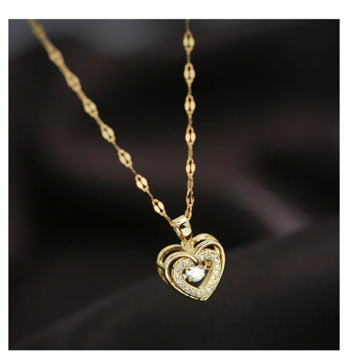 Foto 6 pulgar | Collar Mujer De Corazón Con Baño De Oro 18k Elegante Dije Colgante Chapado En Oro