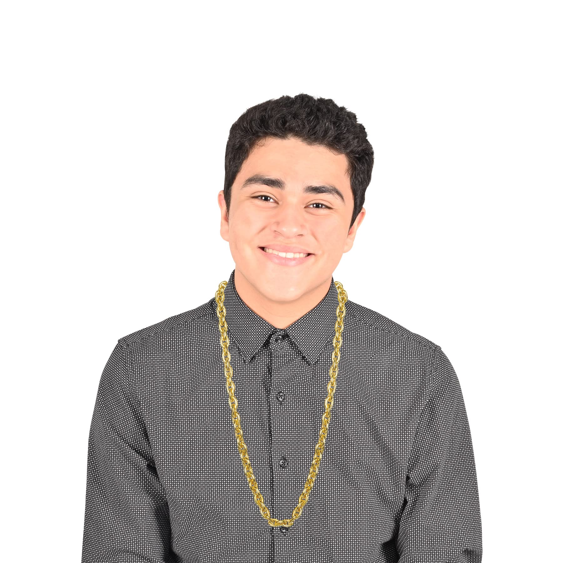Foto 3 pulgar | Collar De Cadena Con Cuentas Doradas Para Fiestas De Hip Hop - Venta Internacional.