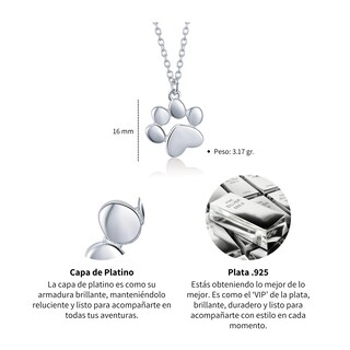 Foto 4 | Collar Chulada, Hullita De Perro De Plata .925 Con Chapa De Platino, Se Pude Mojar