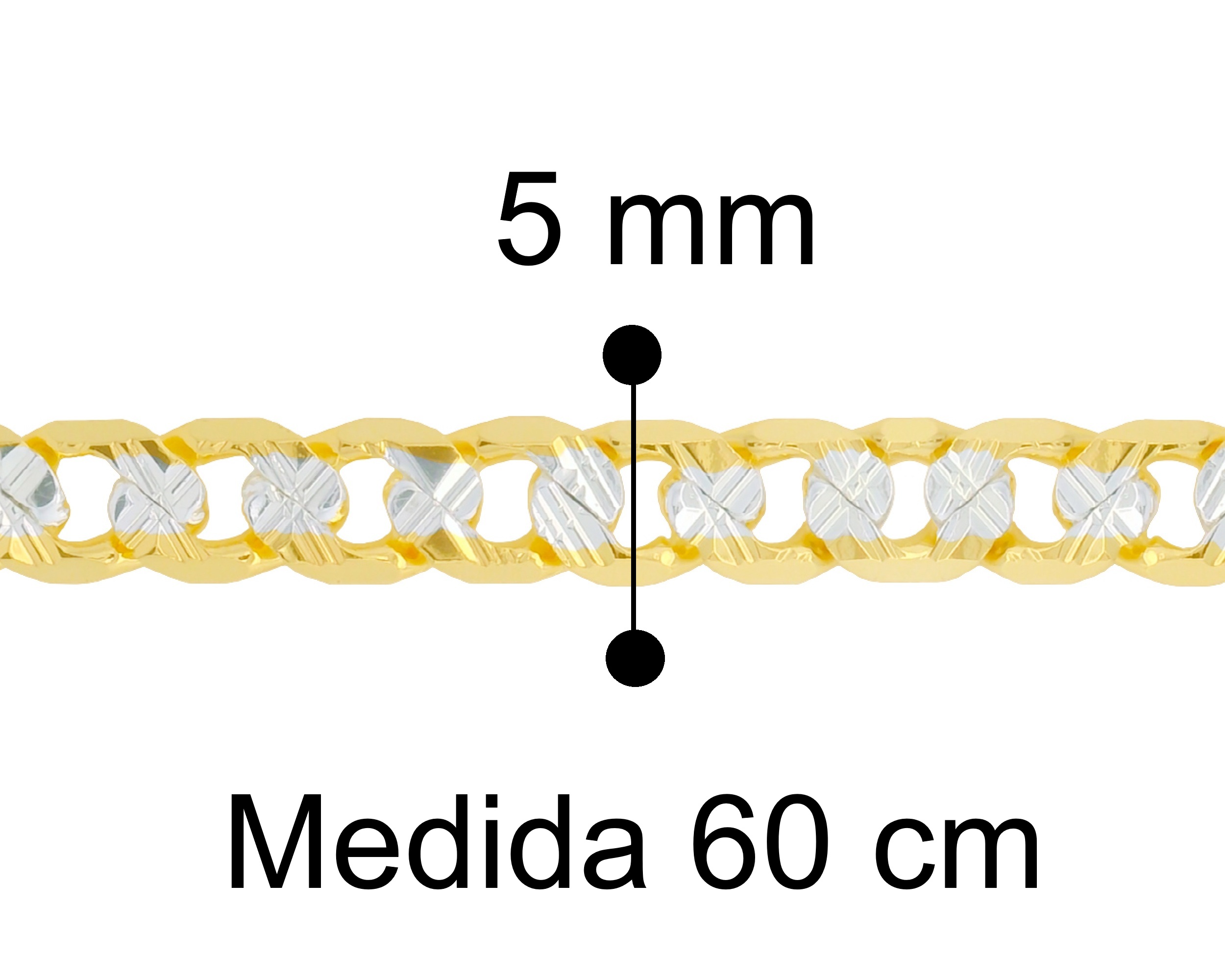 Foto 7 pulgar | Cadena Barbada Bicolor 6mm X 60cm Chapa De Oro 18k Ch139