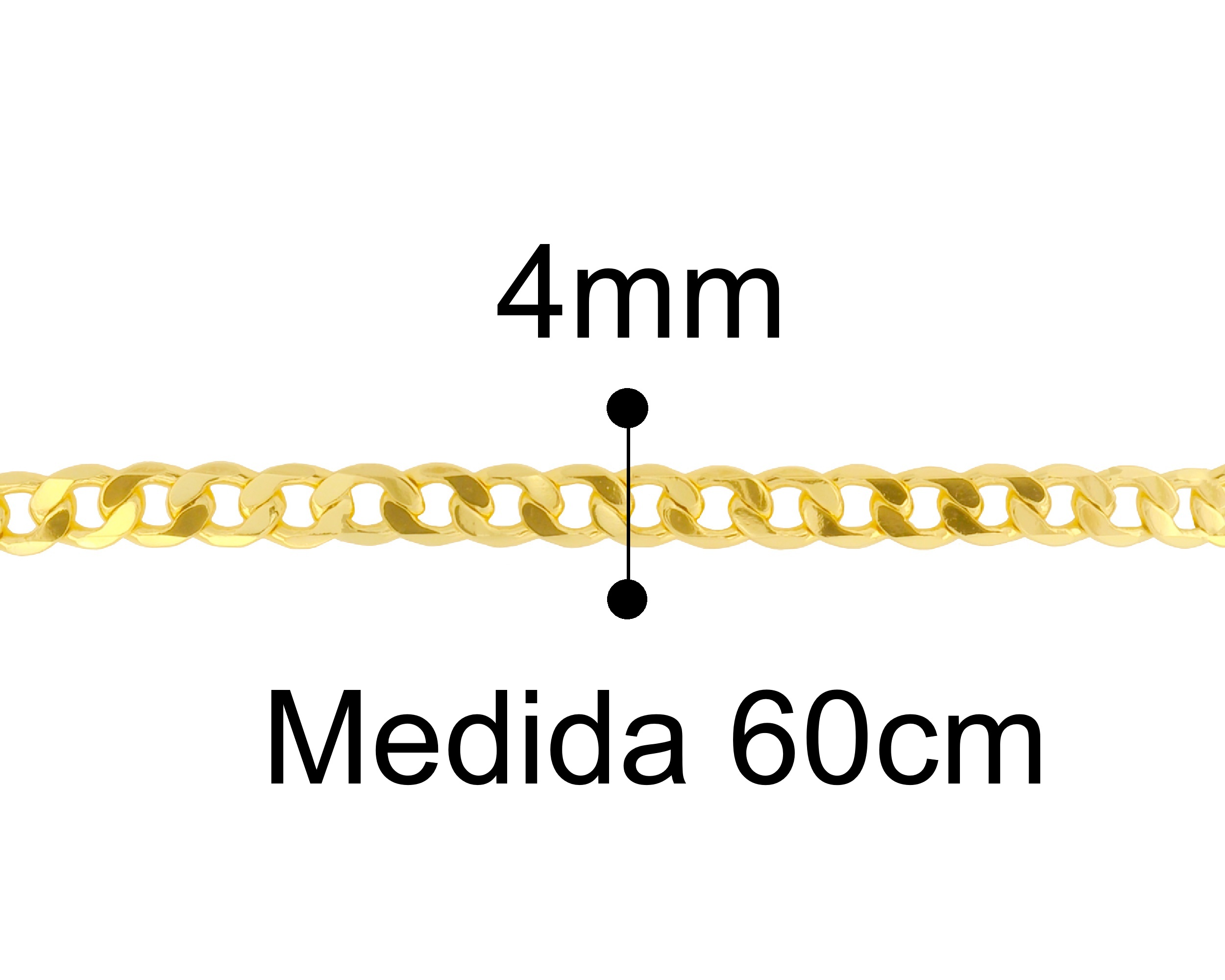 Foto 7 pulgar | Cadena Barbada 4mmx 60cm Chapa De Oro 18k Ch138