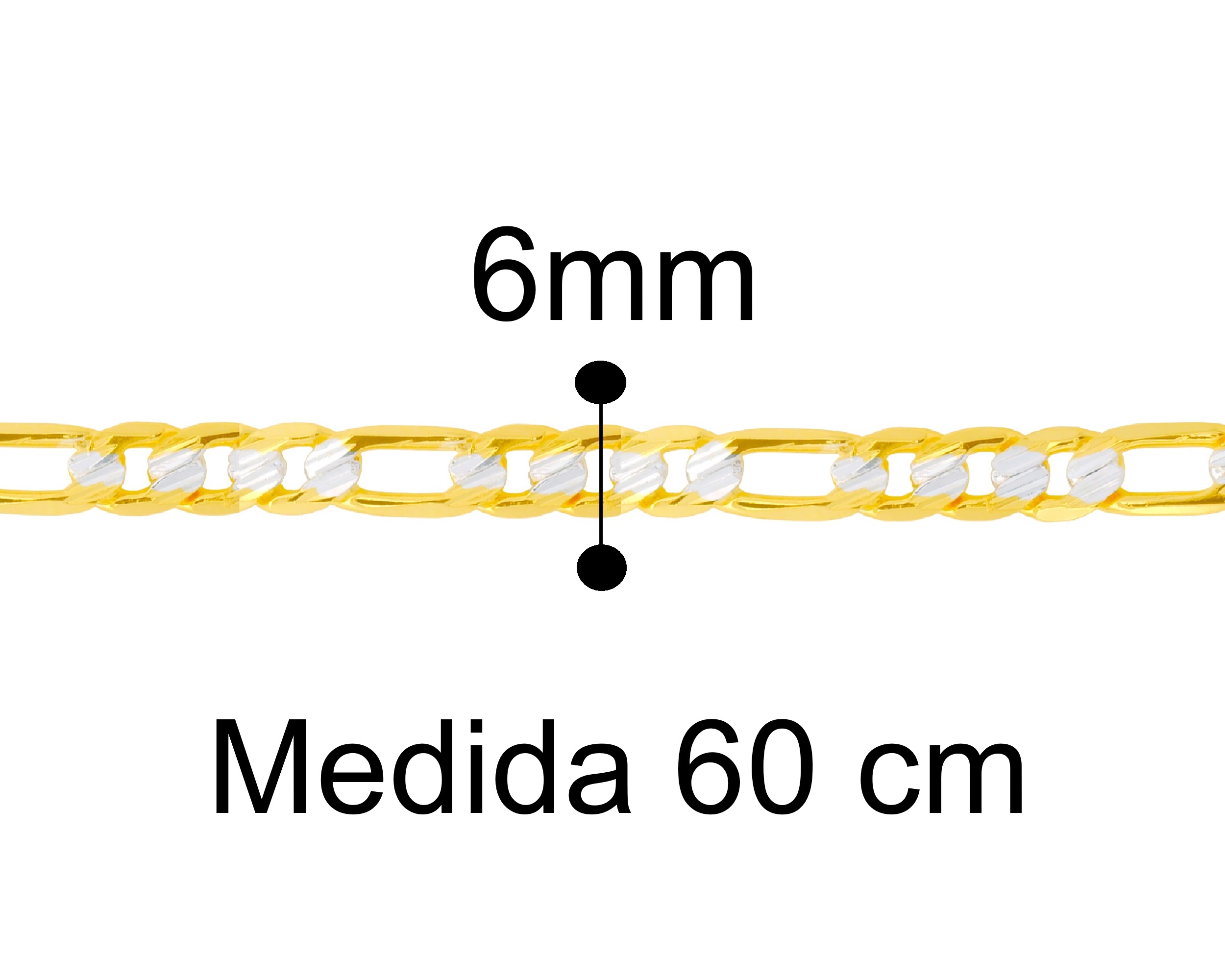 Foto 7 pulgar | Cadena 3x1 Fígaro Bicolor 3x1 6mm X 60cm Chapa De Oro 18k Ch140